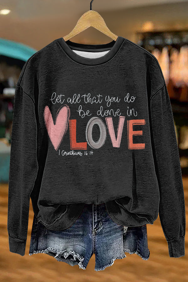 Cute Valentine's Day Print Sweatshirt