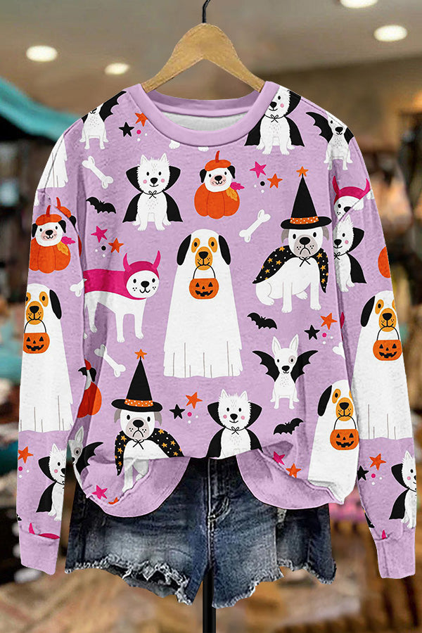 Halloween Dog Ghost Pumpkin Sweatshirt