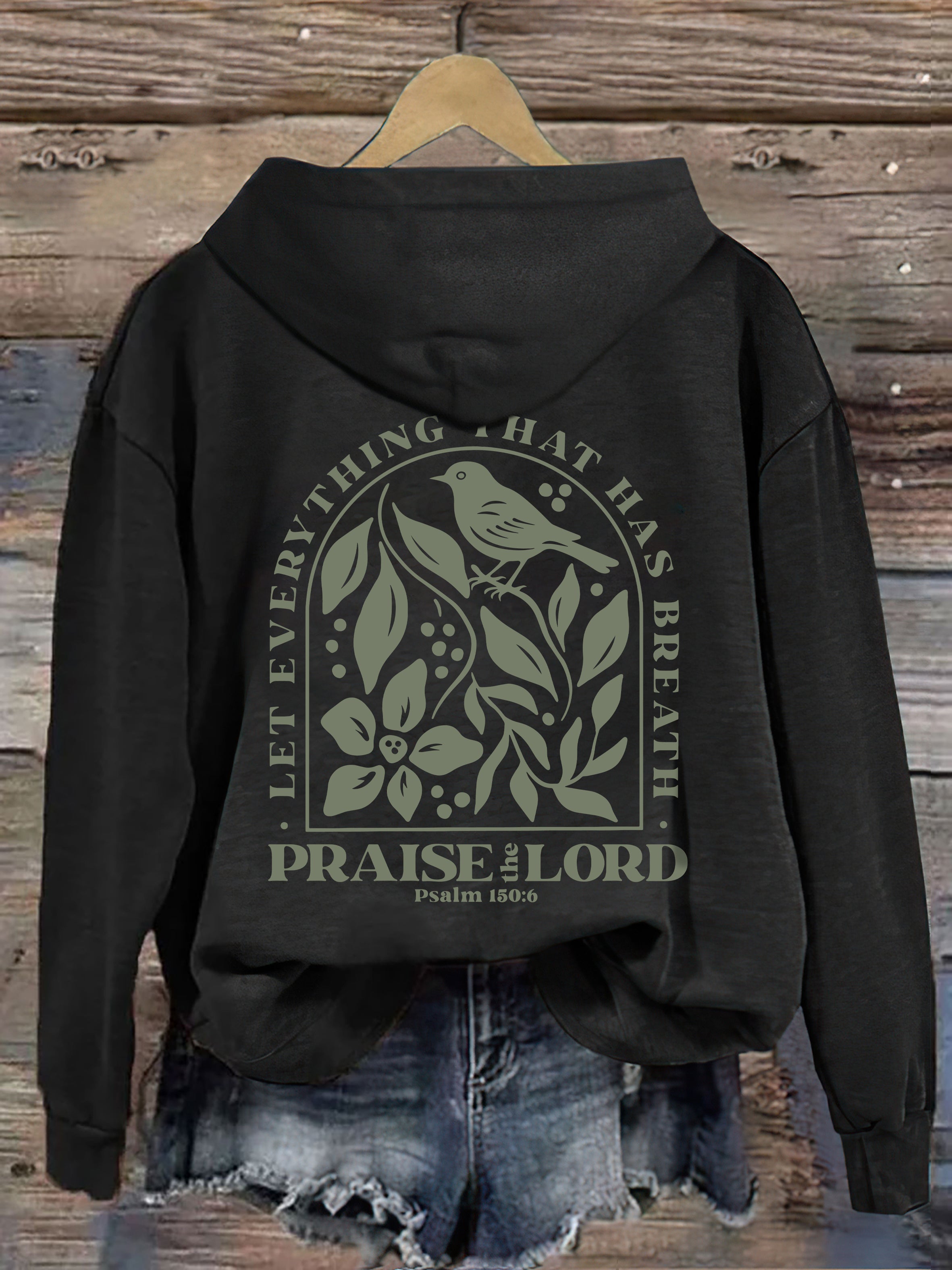 Vintage Faith Based Psalm 150:6 Christian Graphics Hoodie