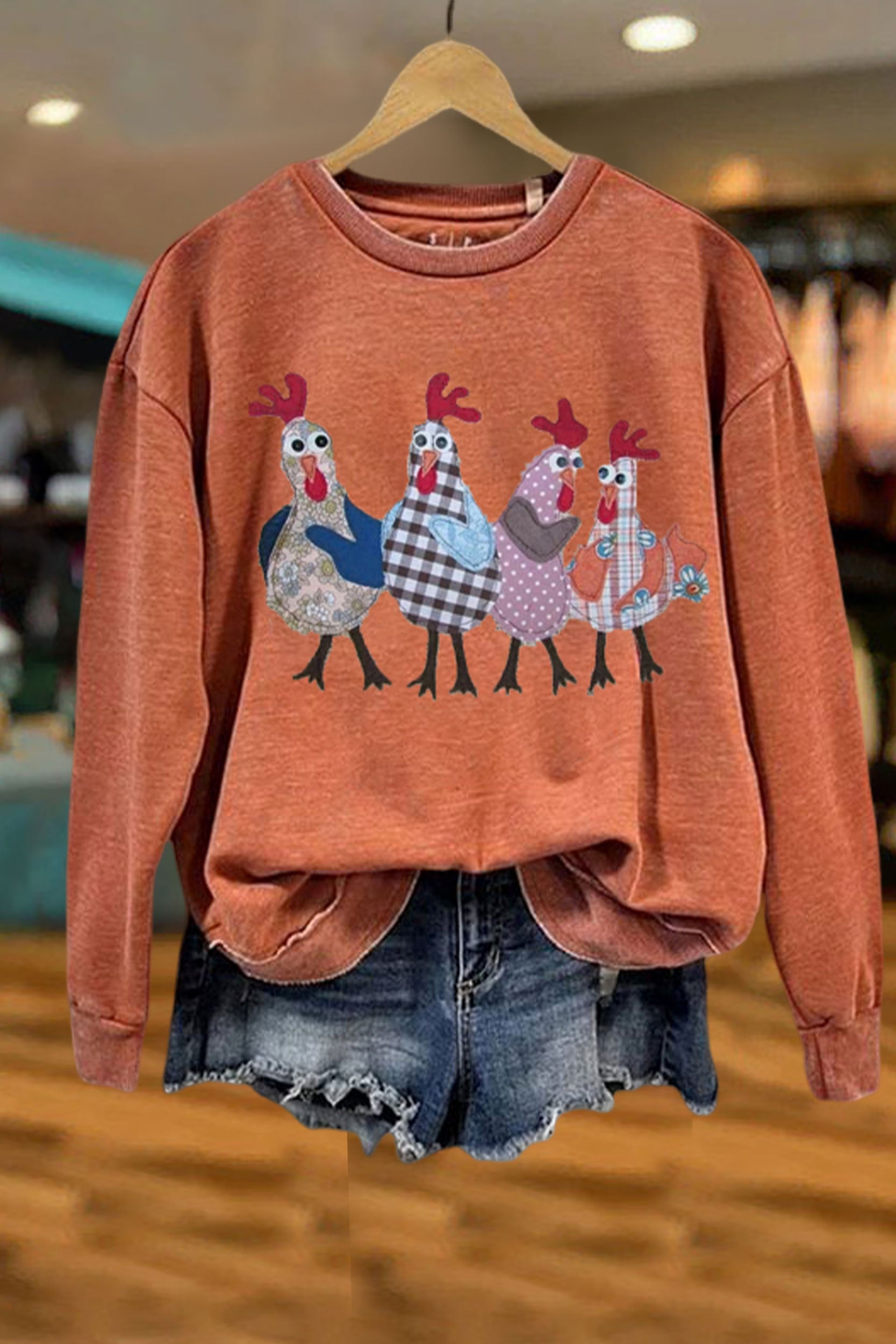 Funny Chicken Art Pattern Print Sweatshirt