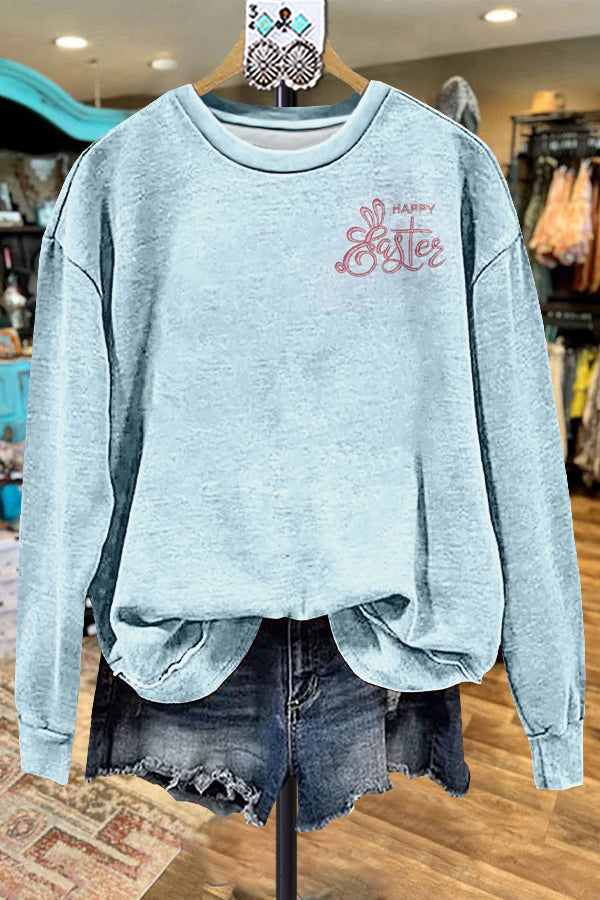 Classic Contrast Easter Bunny Embroidered Sweatshirt