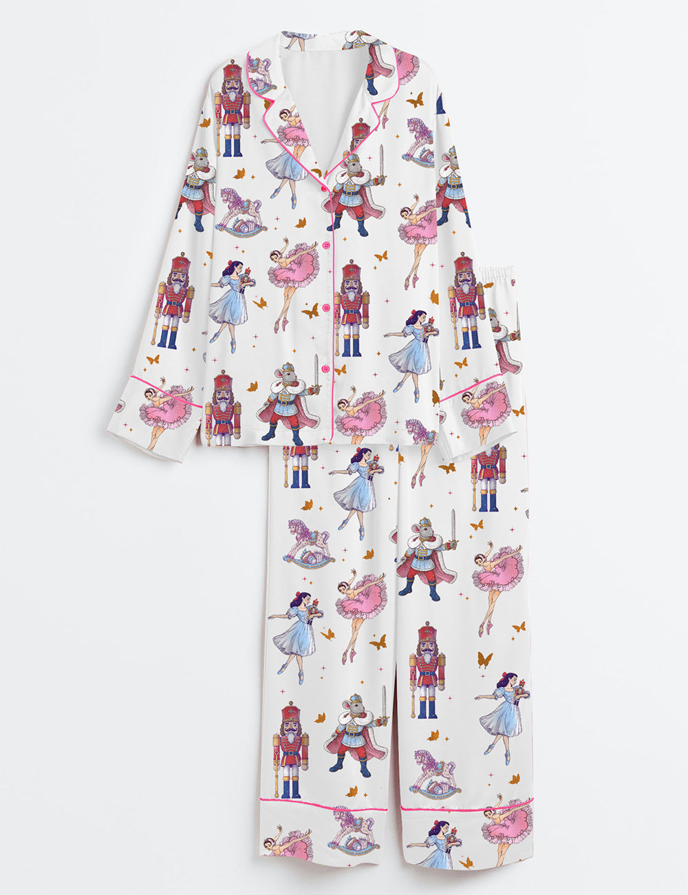 The Nutcracker Ballet Christmas Sugar Plum Fairy Long Sleeve Satin Pajama Set