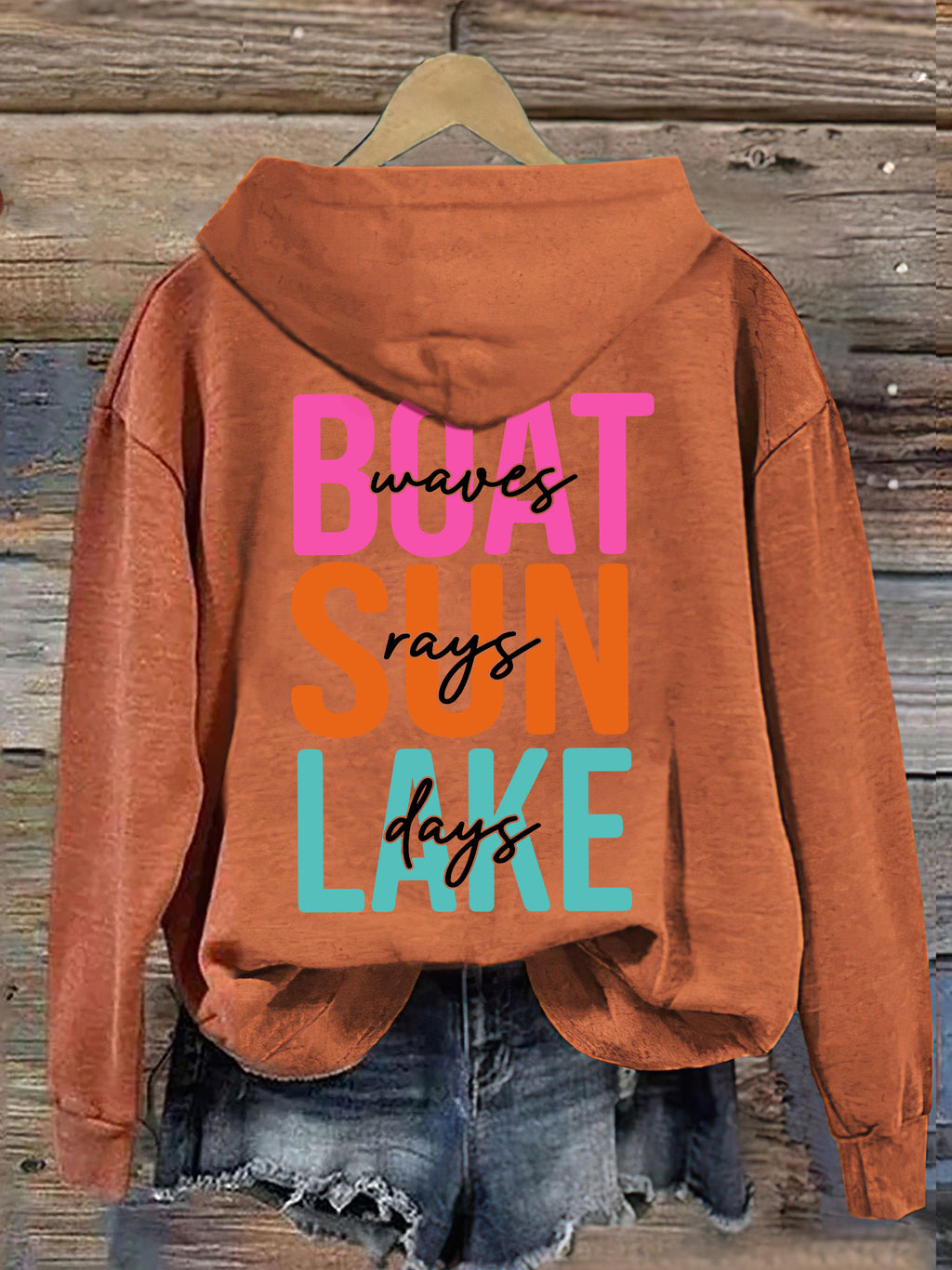 Boat Waves Sun Rays Lake Days Hoodie