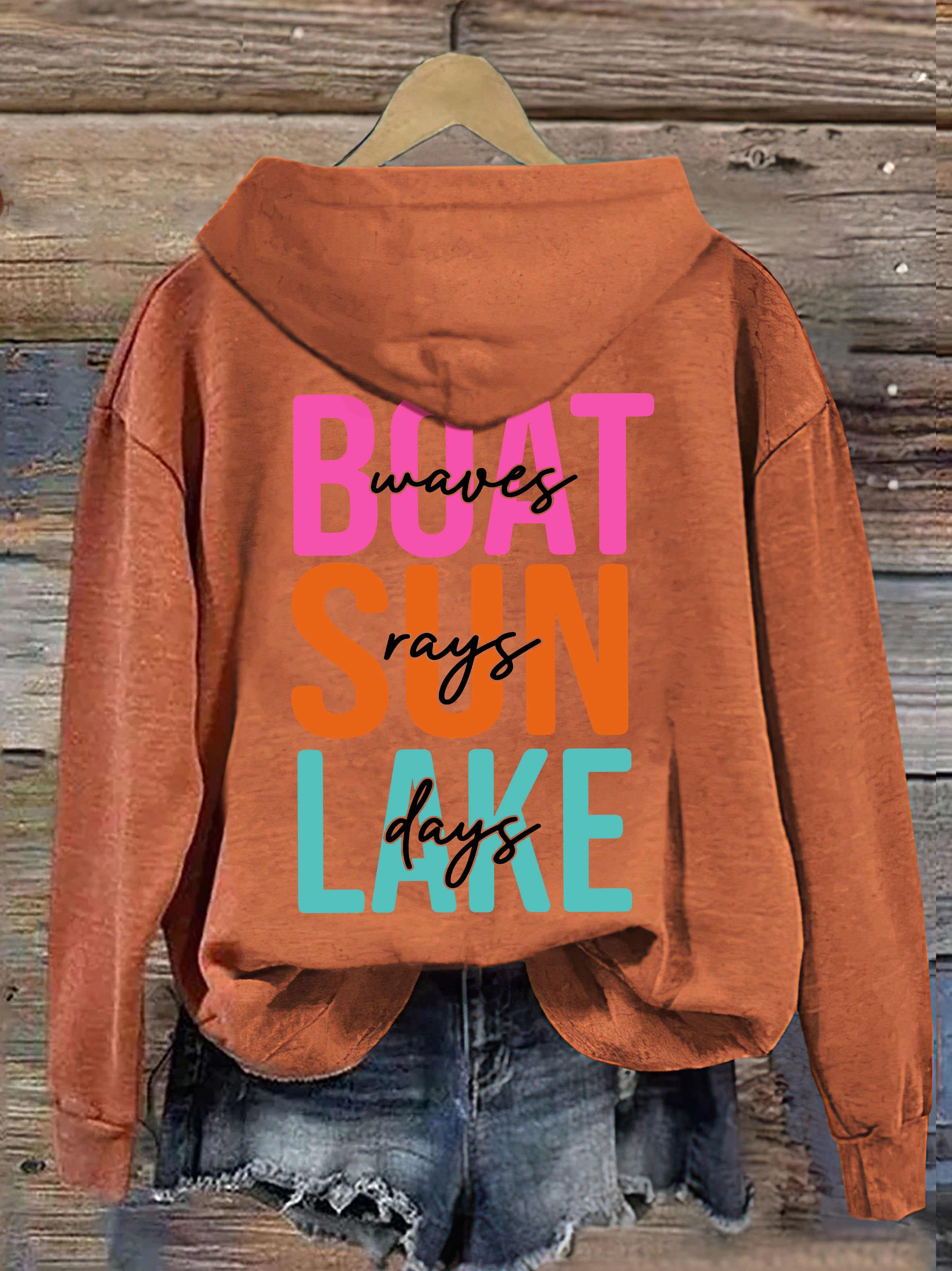 Boat Waves Sun Rays Lake Days Hoodie