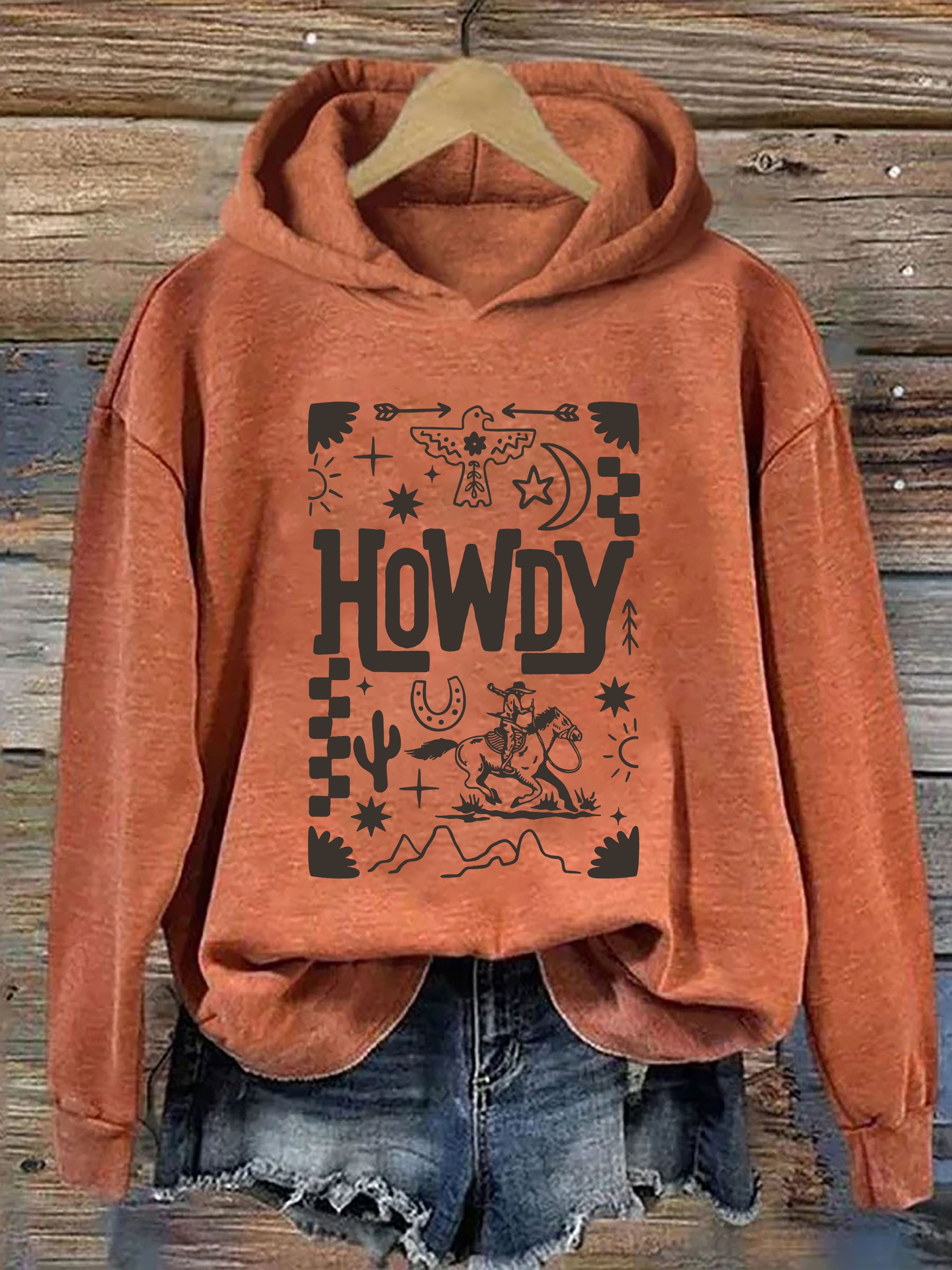Howdy Cowboy Retro Floral Western Hoodie