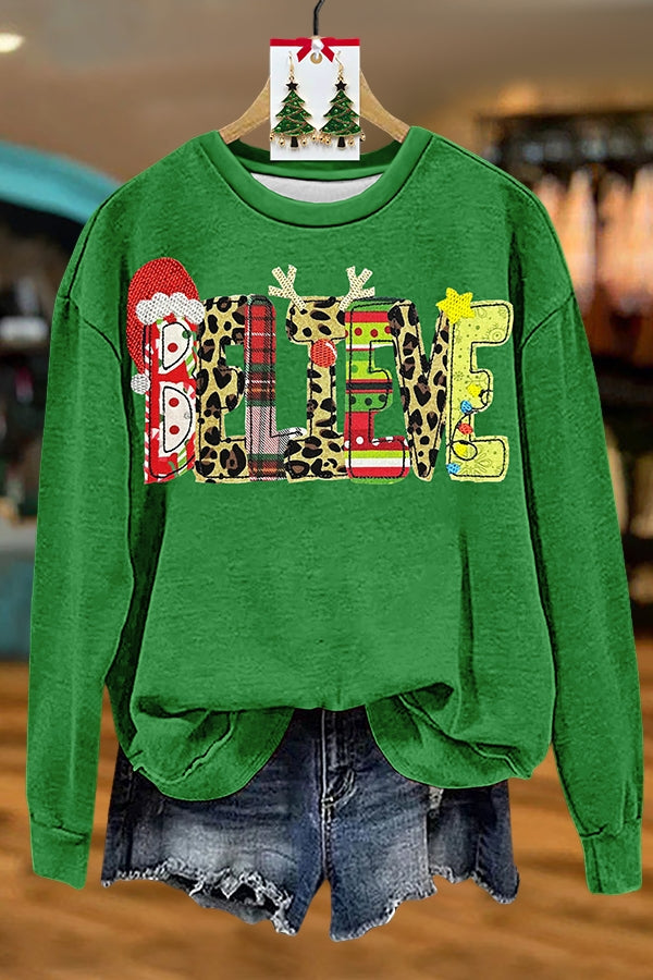 Christmas Believe Red And Green Sweatshirt