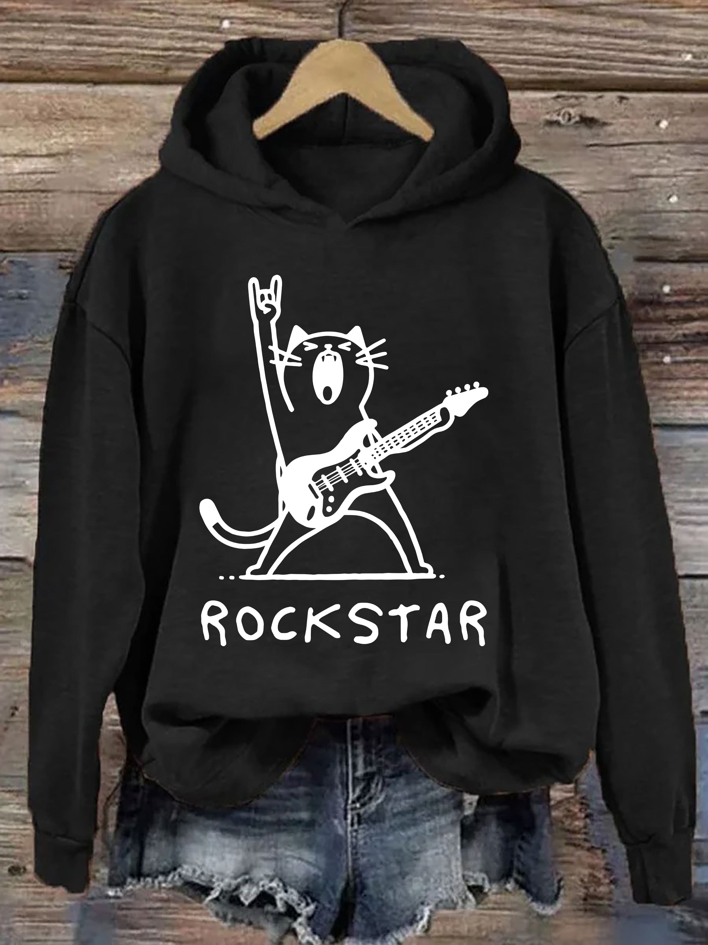 Rock And Roll Cat Hoodie