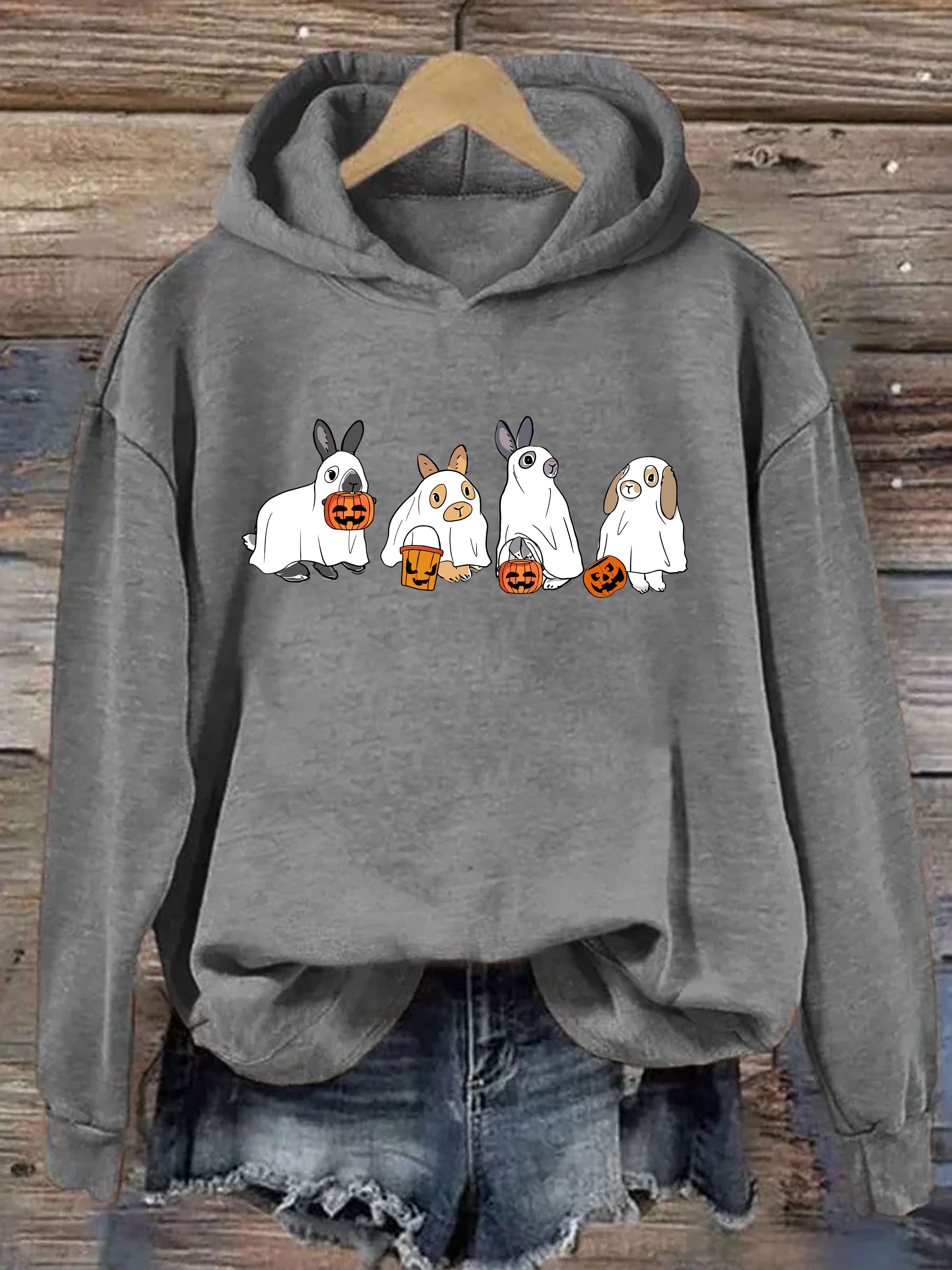 Cute Rabbit Ghost Halloween Hoodie