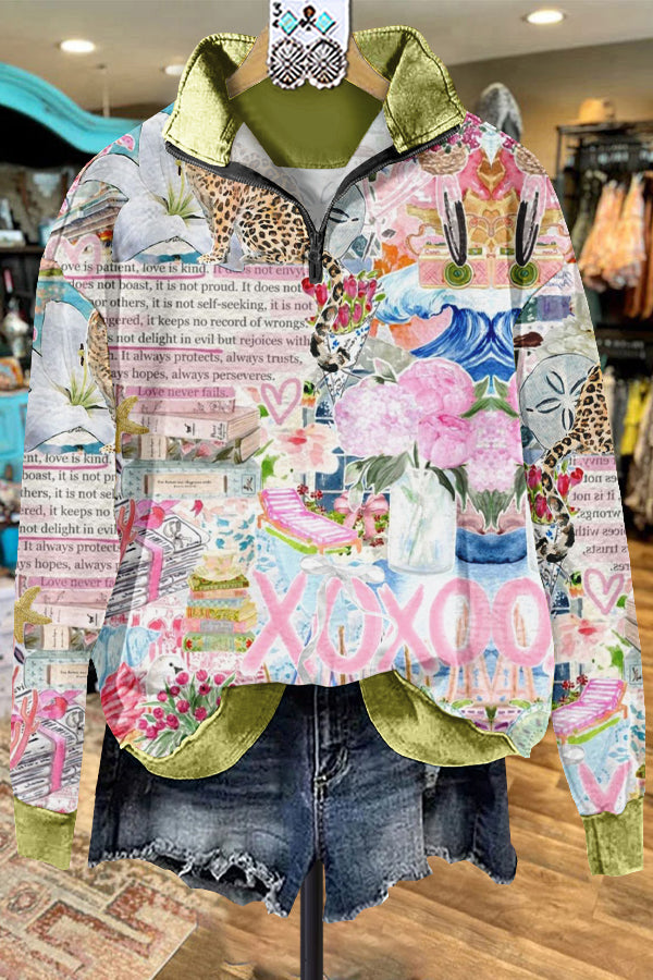 Classic Contrast Graphic Print Sweatshirt