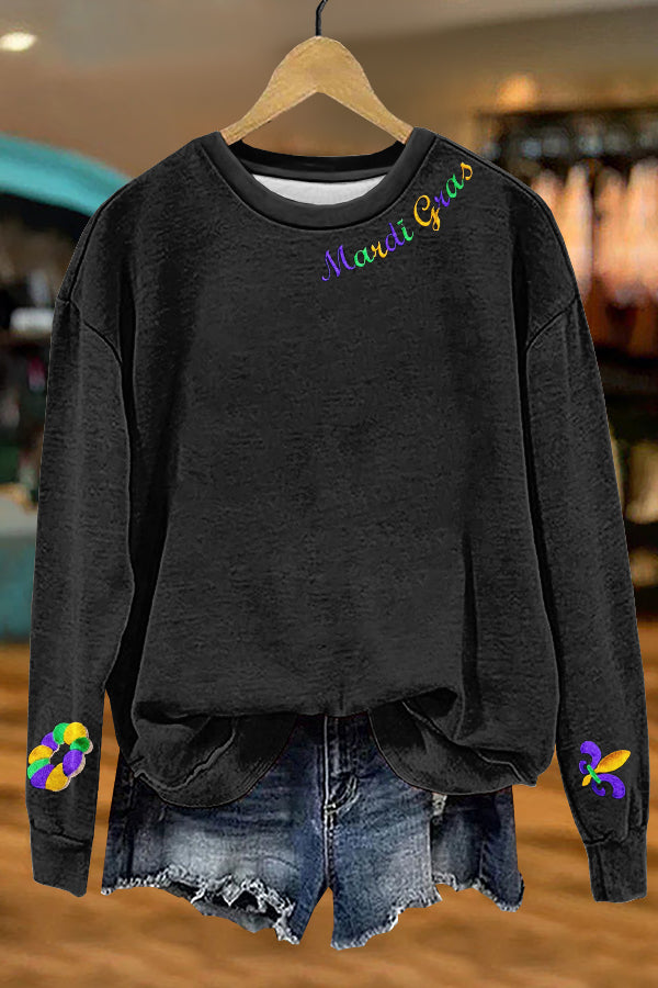 Cute Mardi Gras Print Sweatshirt