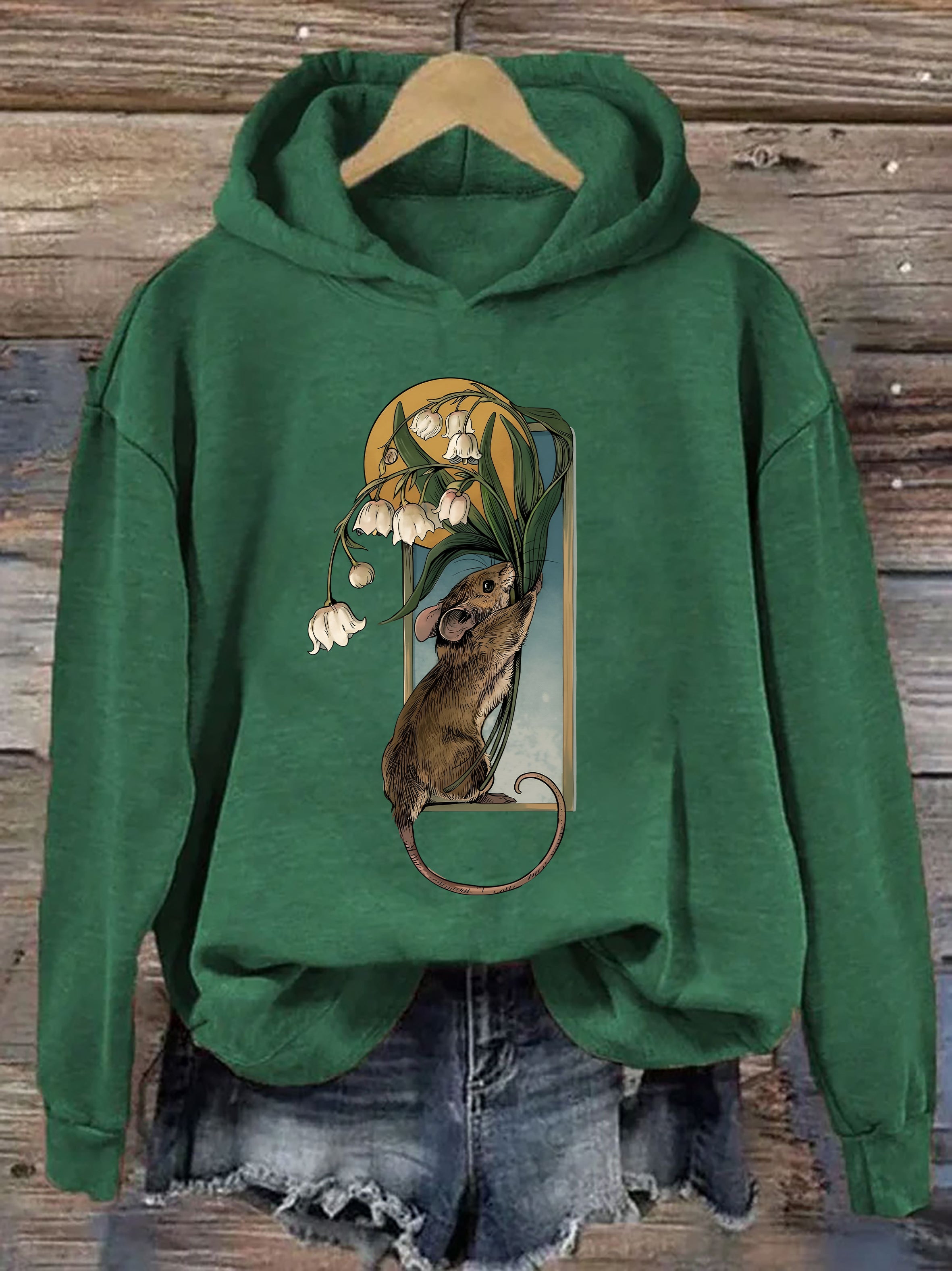 Cute Mouse And Lily Of The Valley Hoodie