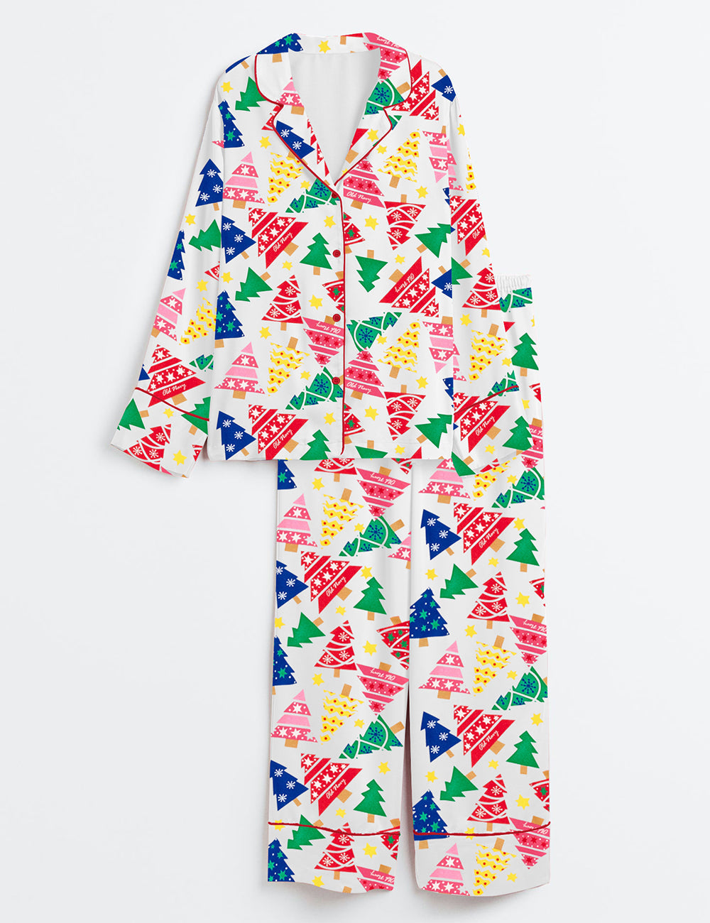 Women's Christmas Tree Long Sleeve Satin Pajama Set