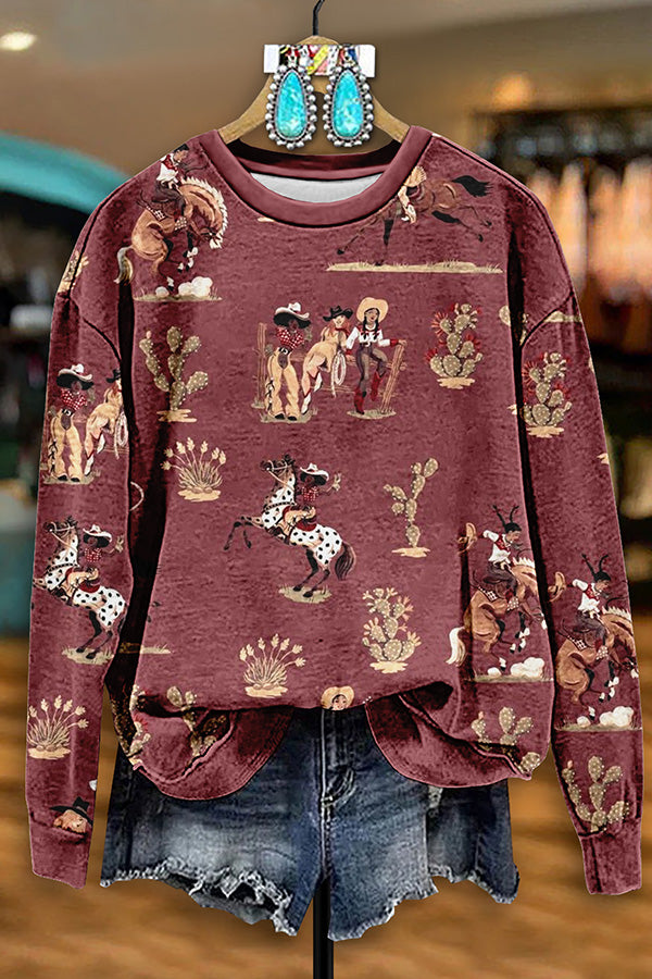 Vintage Western Rodeo Print Sweatshirt