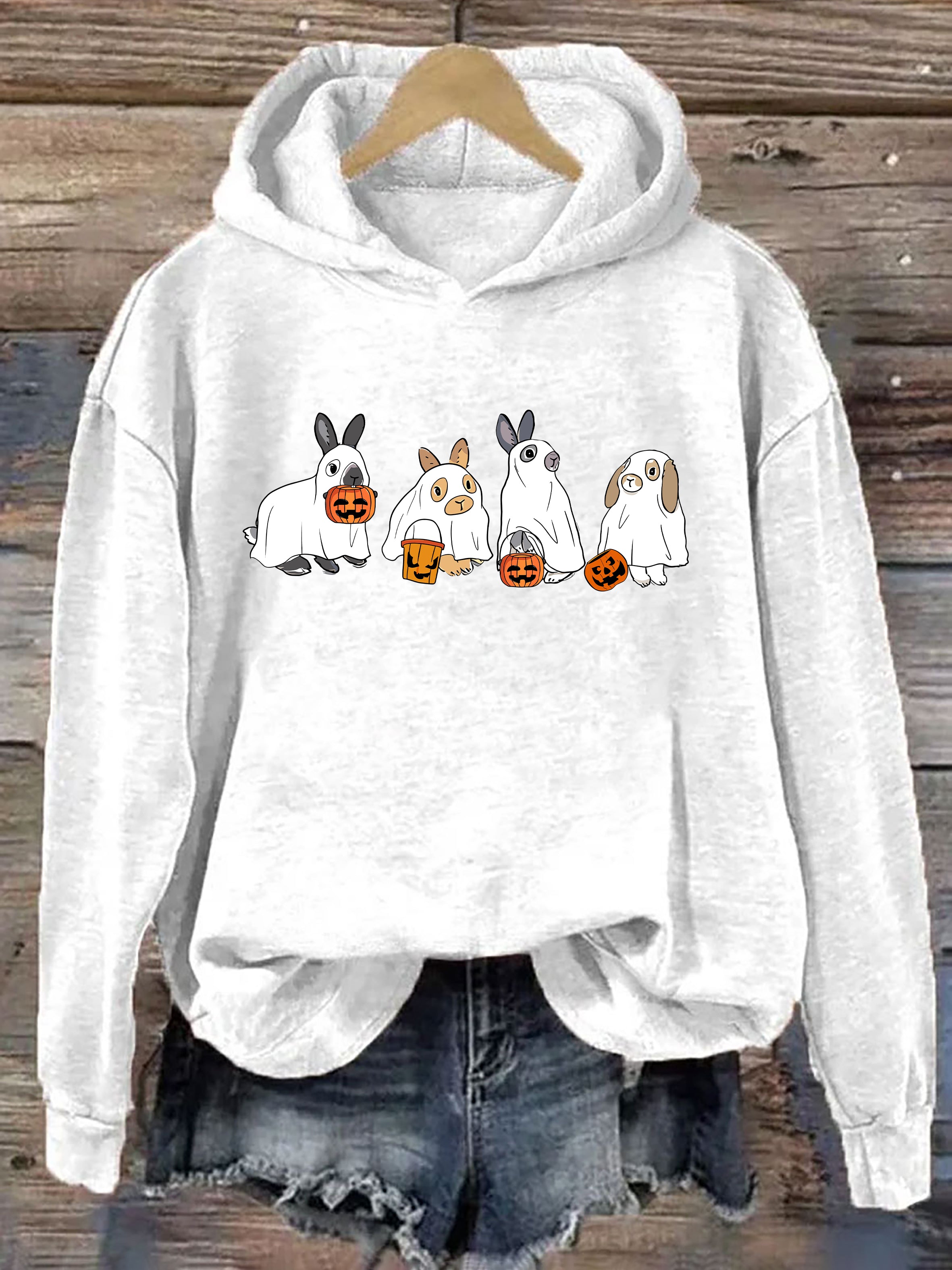 Cute Rabbit Ghost Halloween Hoodie