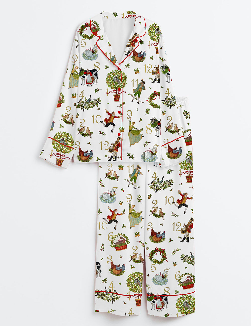 12 Days Of Christmas Long Sleeve Satin Pajama Set