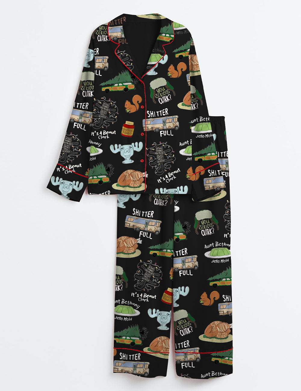 Women's It's A Beaut Clark Christmas Vacation Long Sleeve Satin Pajama Set