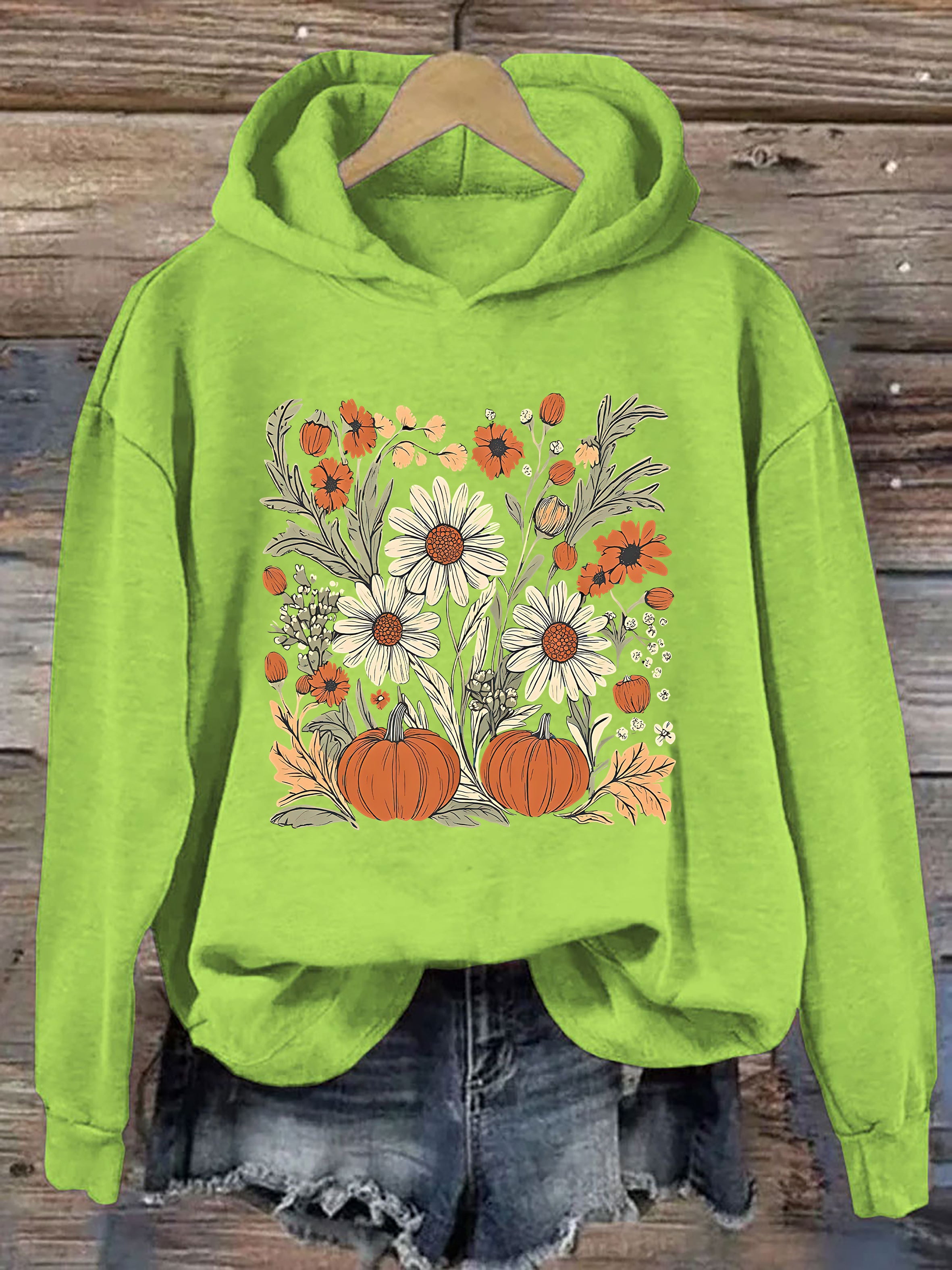 Boho Fall Floral Pumpkin Hoodie