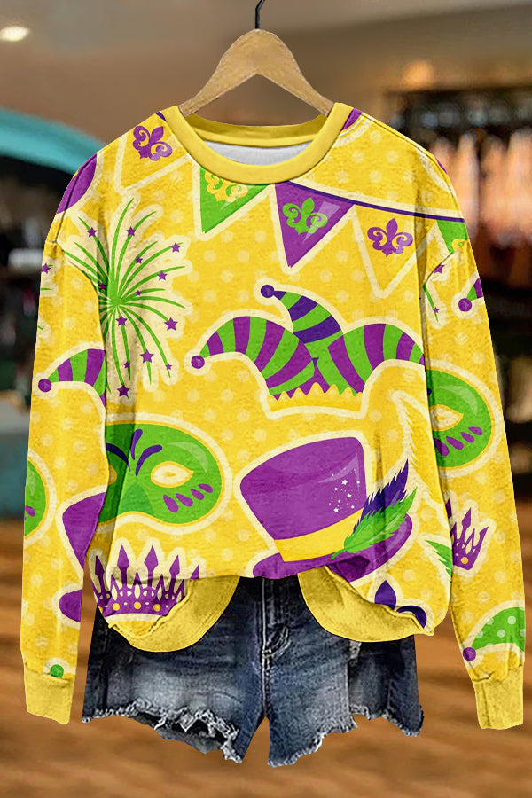 Cute Mardi Gras Print Sweatshirt