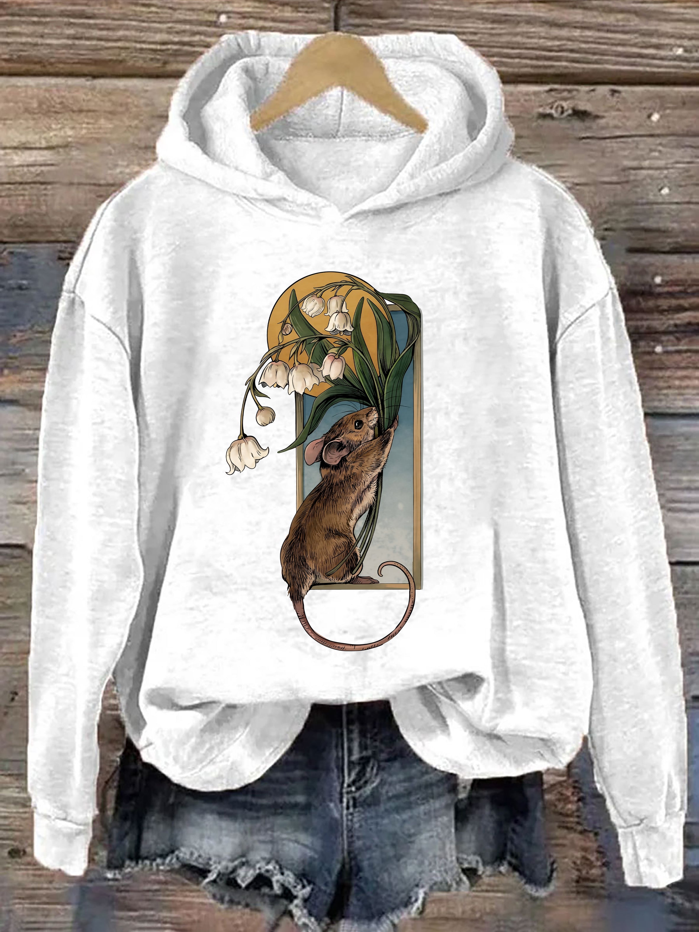 Cute Mouse And Lily Of The Valley Hoodie
