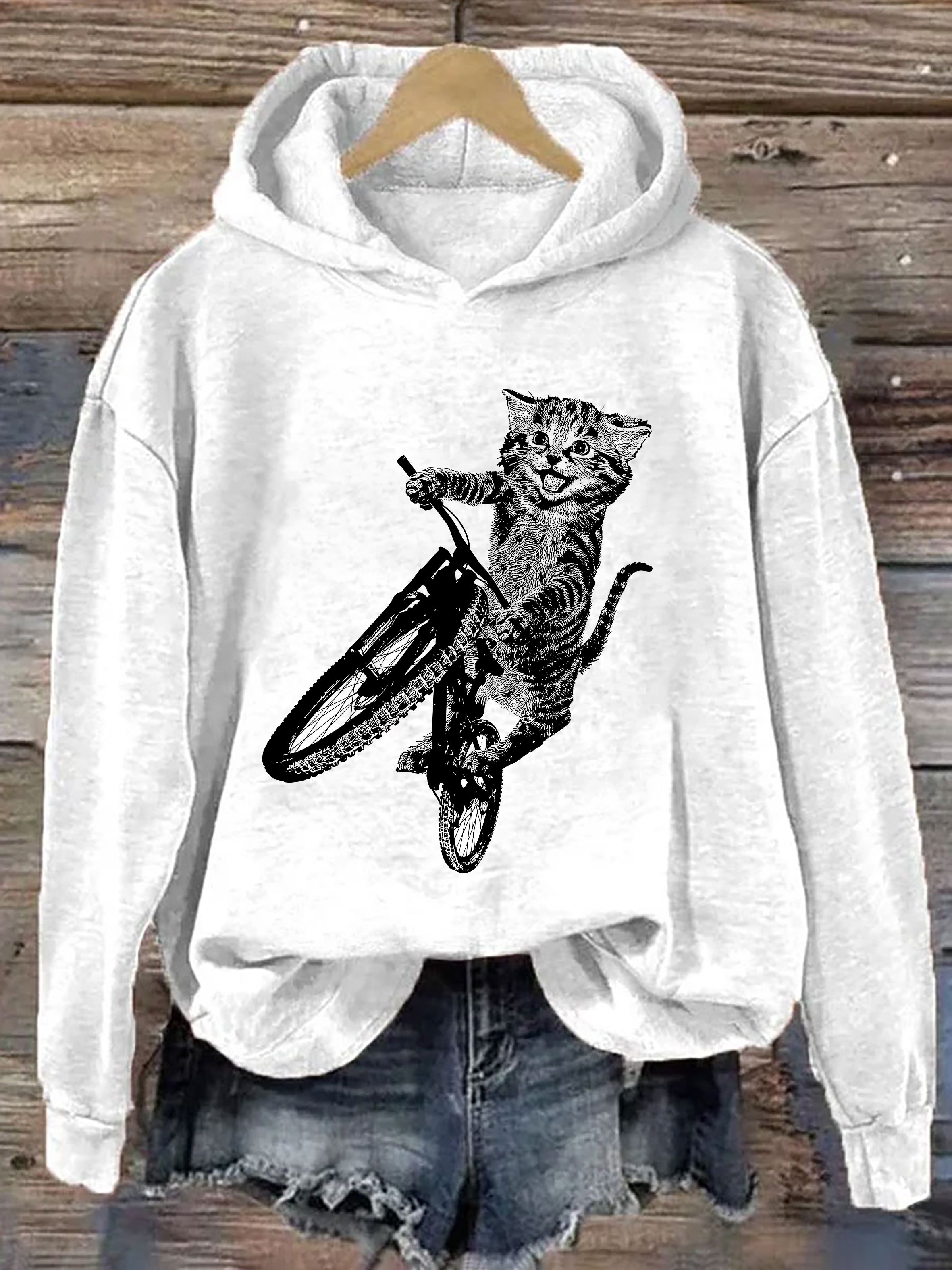 Cat Riding A Bicycle Hoodie