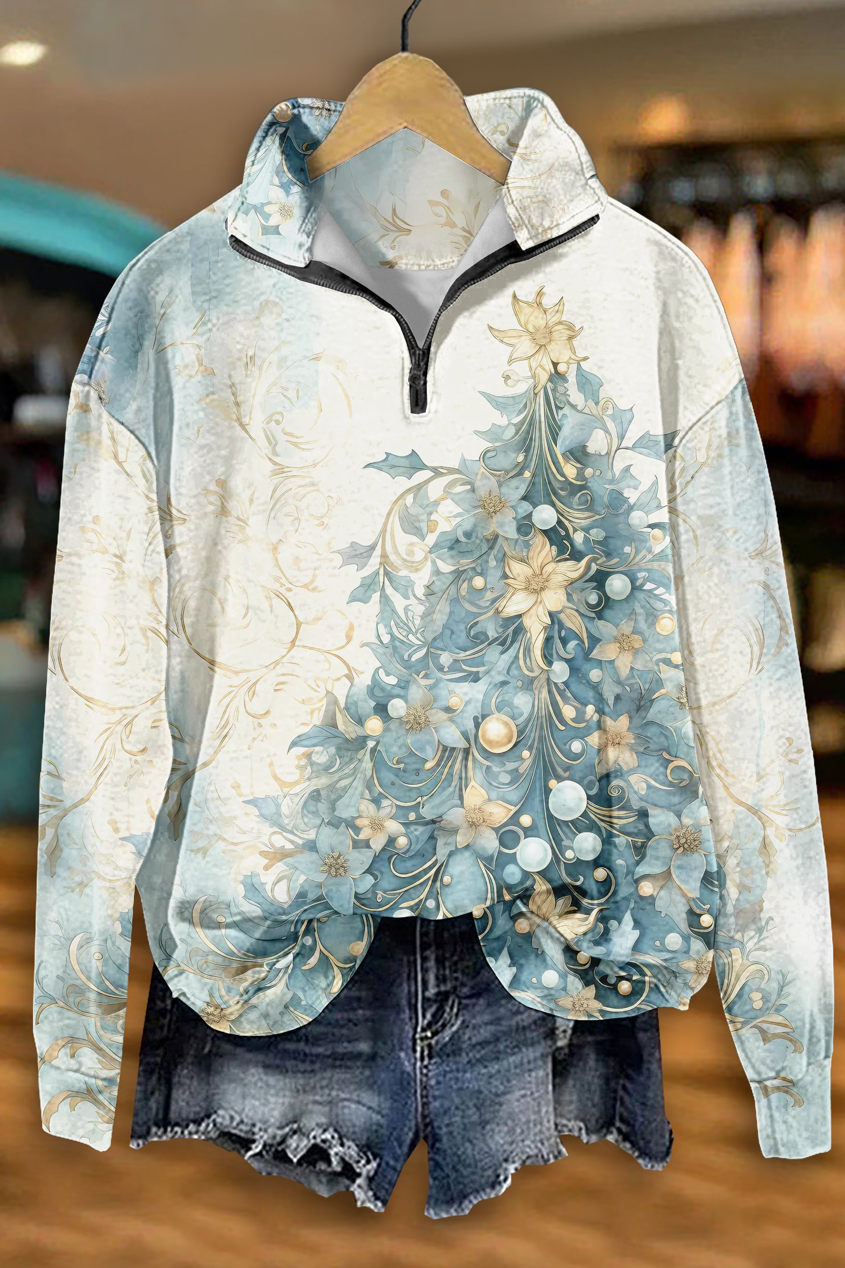 Christmas Tree Zipper Sweatshirt