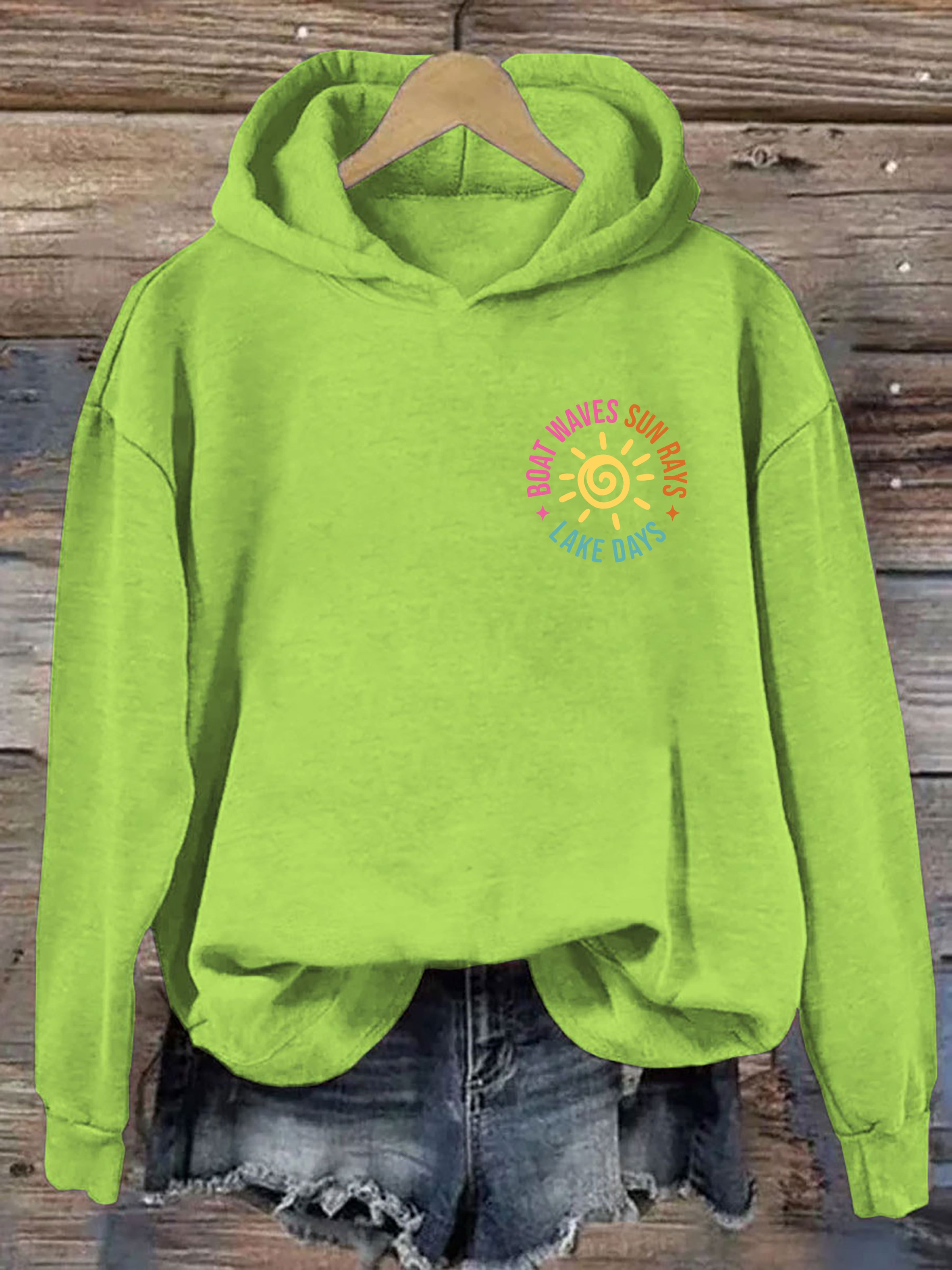 Boat Waves Sun Rays Lake Days Hoodie