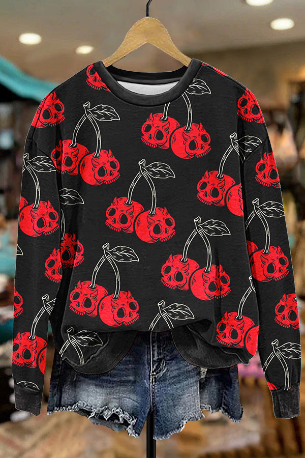 Halloween Skull Cherry Sweatshirt