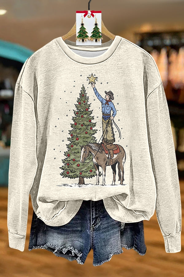 Western Cowboy Christmas Tree Sweatshirt