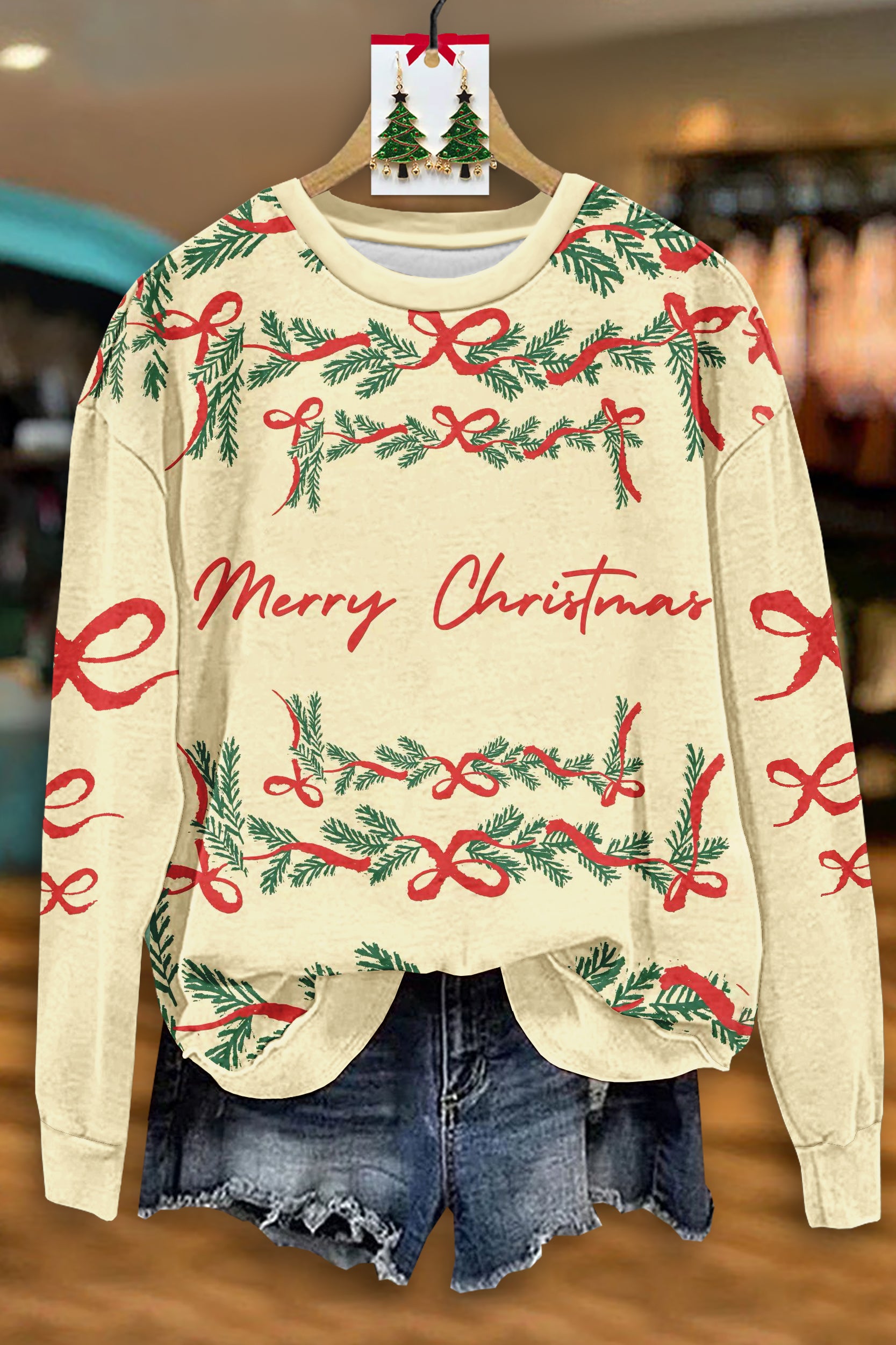 Merry Christmas Bow Sweatshirt