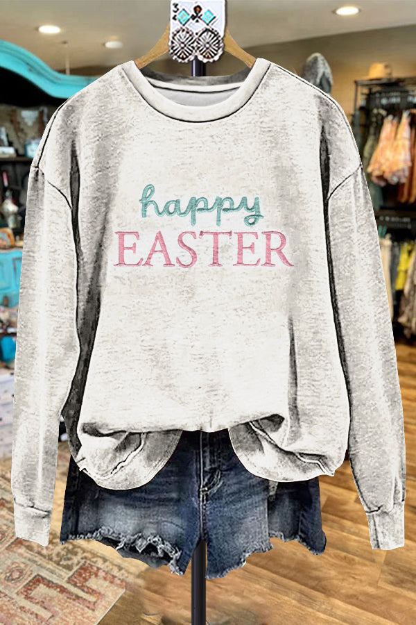 Classic Contrast Easter Embroidered Sweatshirt