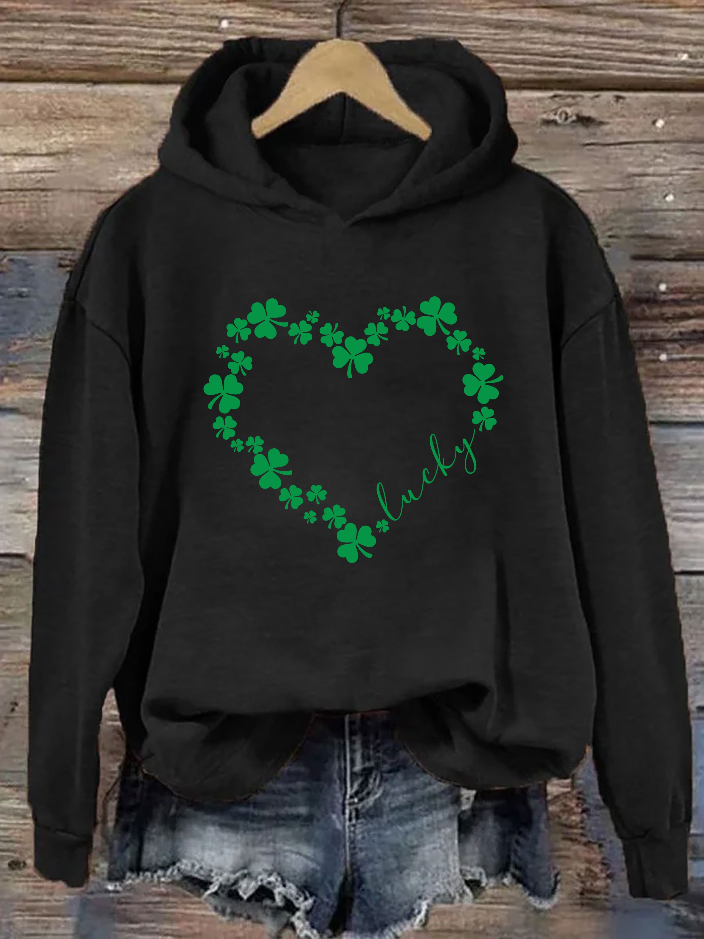 Heart Shamrock St Patrick's Day Hoodie