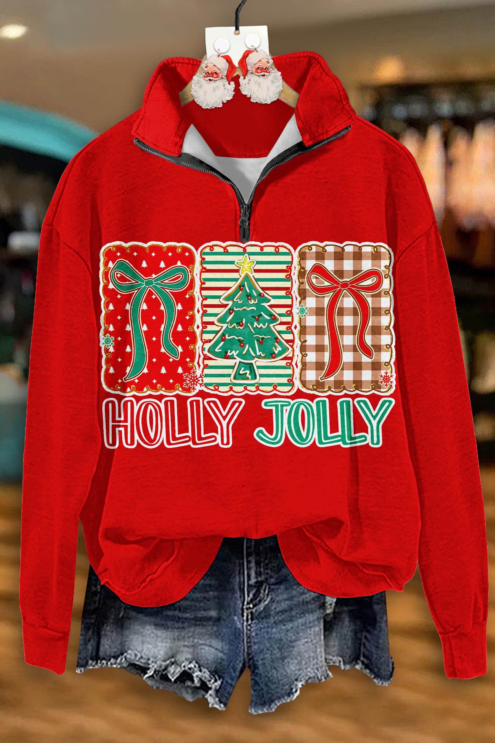 Classic Christmas Tree Zip-Up Sweatshirt