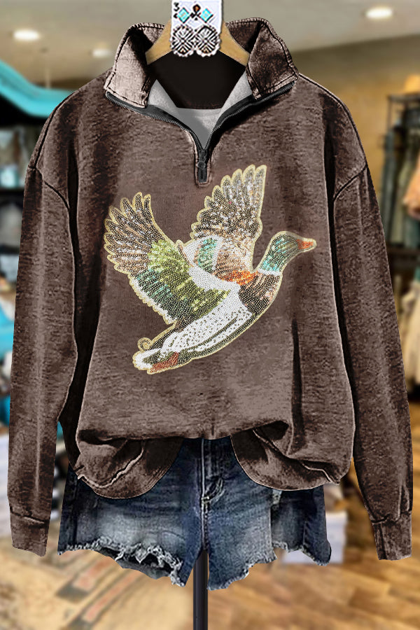 Elegant Contrast Color Goose Sweatshirt