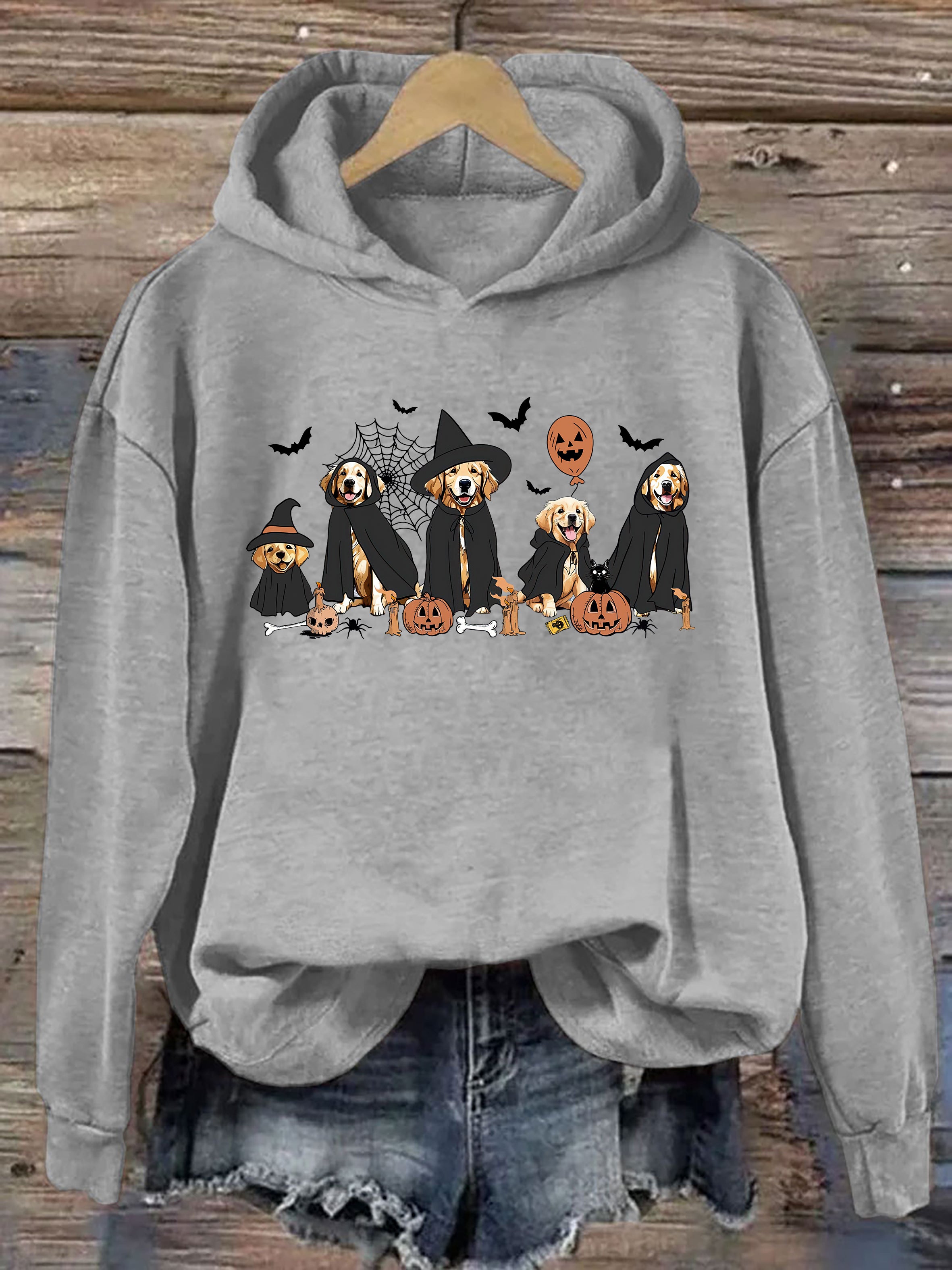 Ghost And Witch Golden Retriever Halloween Hoodie