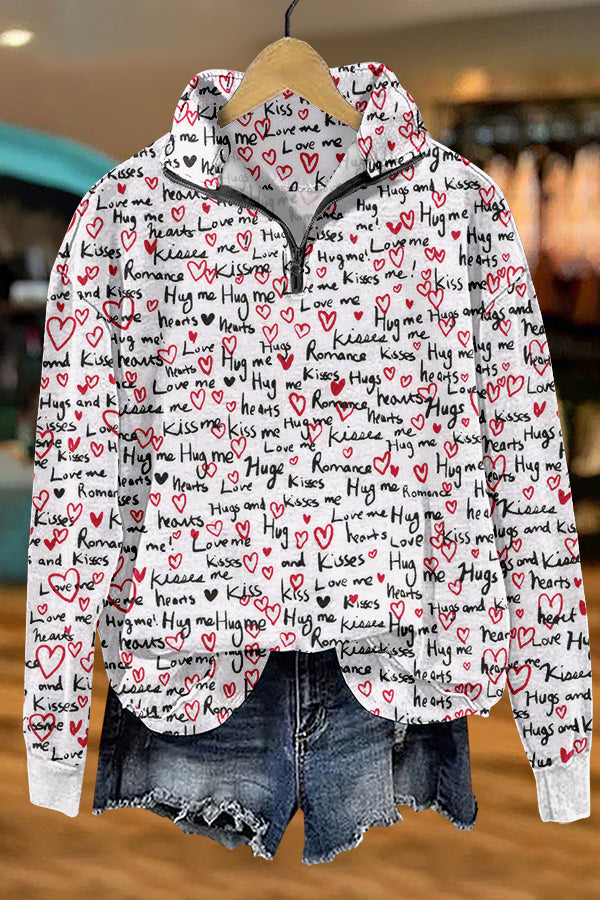 Cute Valentine's Day Print Sweatshirt