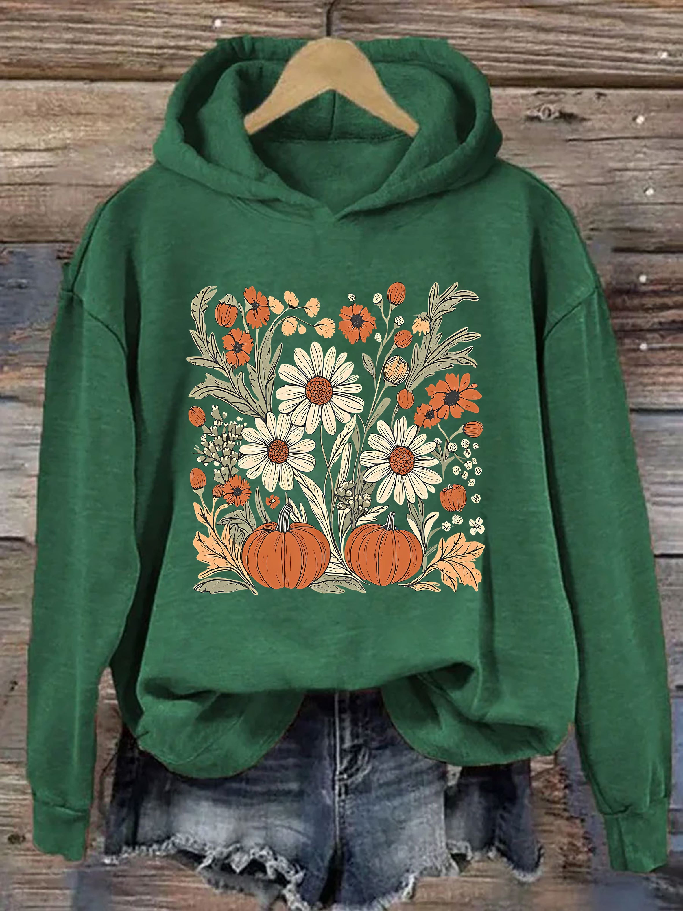 Boho Fall Floral Pumpkin Hoodie