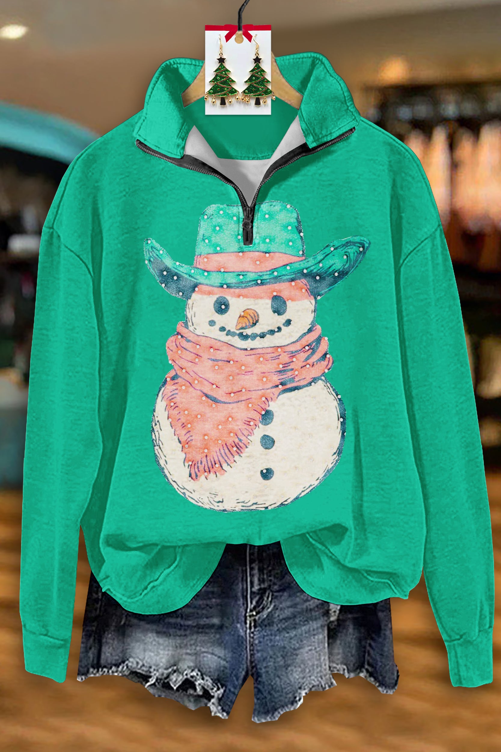 Cute Christmas Gingerbread Man Zip-Up Sweatshirt