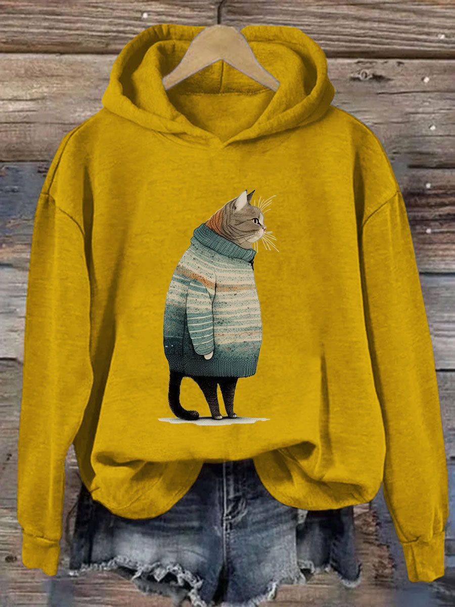 Fat Gray Cat in Hoodie