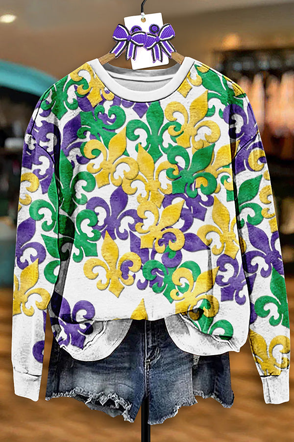 Vintage Mardi Gras Print Sweatshirt