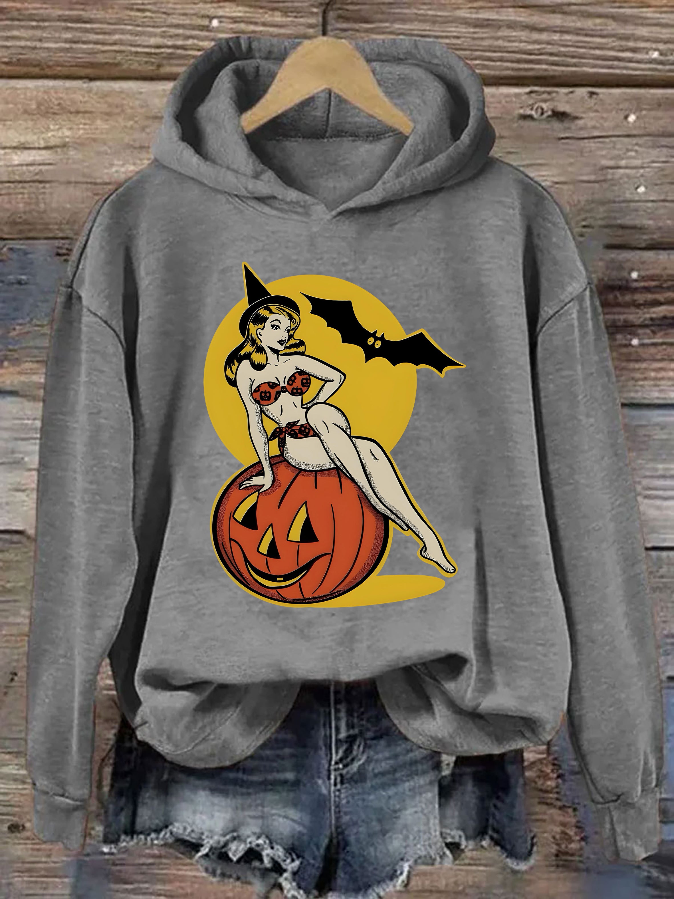 Halloween Girl Pumpkin Bat Hoodie