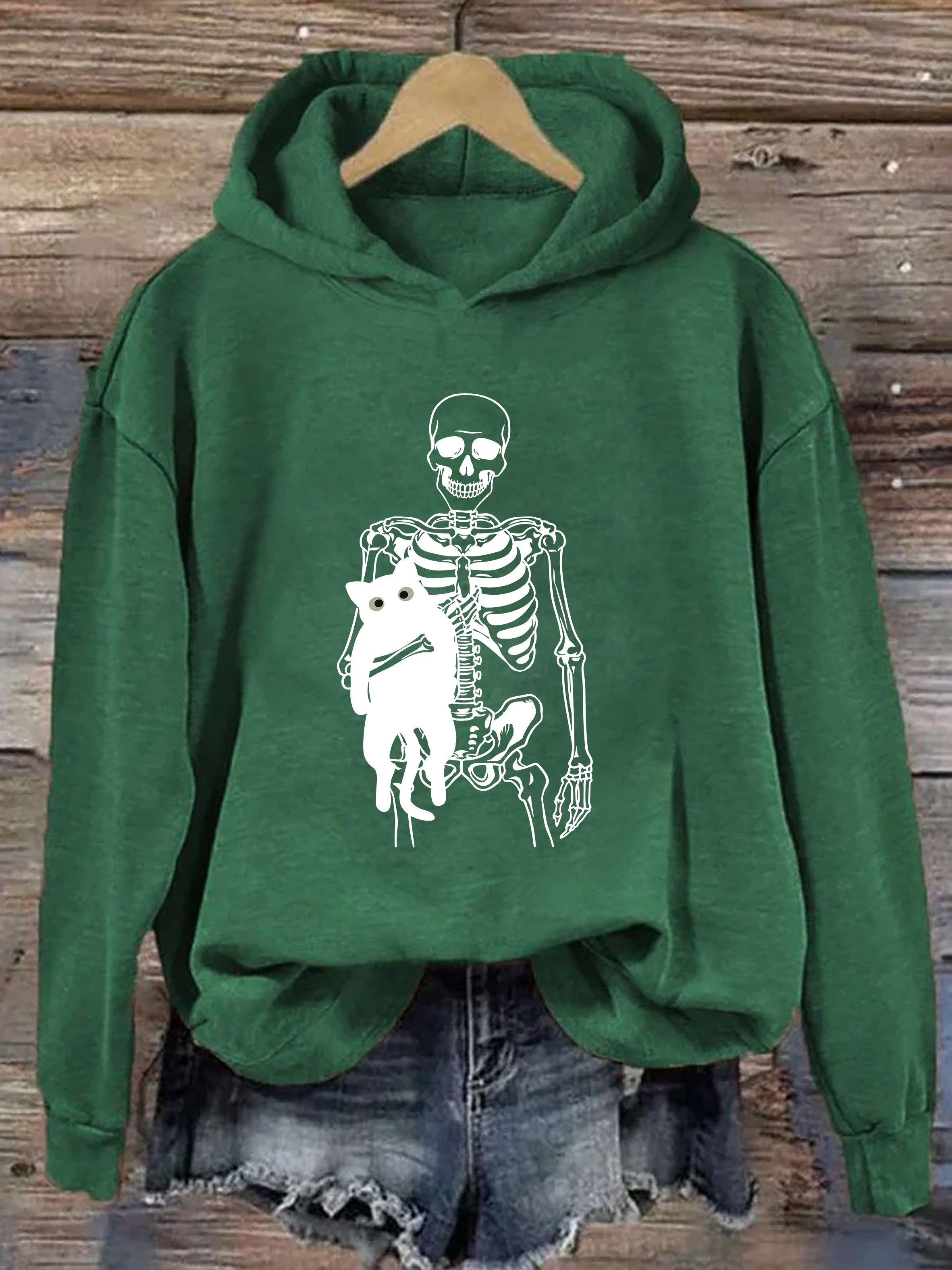 Skeleton And Cat Hoodie