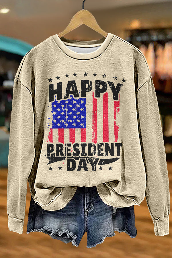 Chic Patriotic Day American Flag Print Sweatshirt