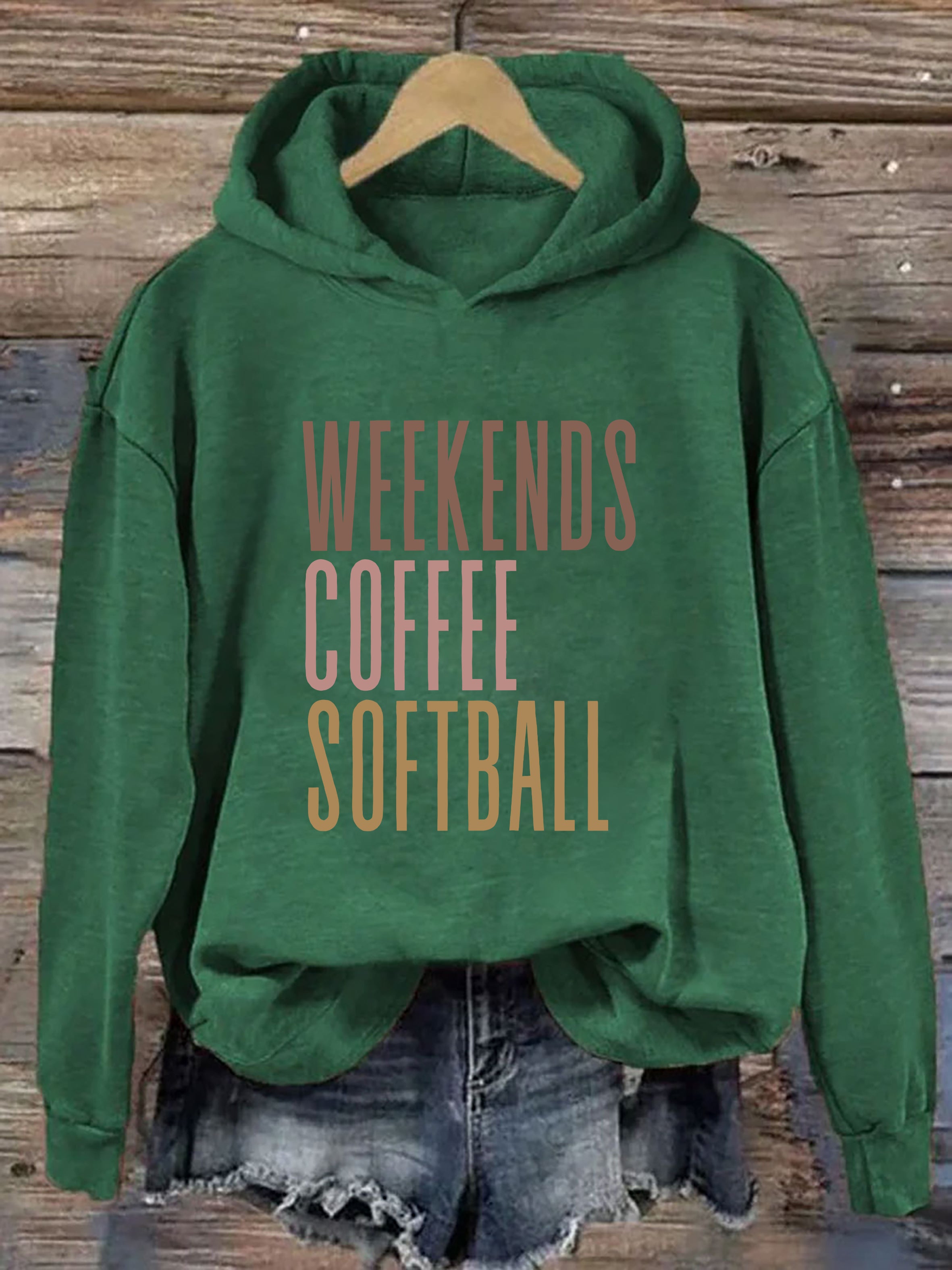 Weekends Coffee Softball Hoodie