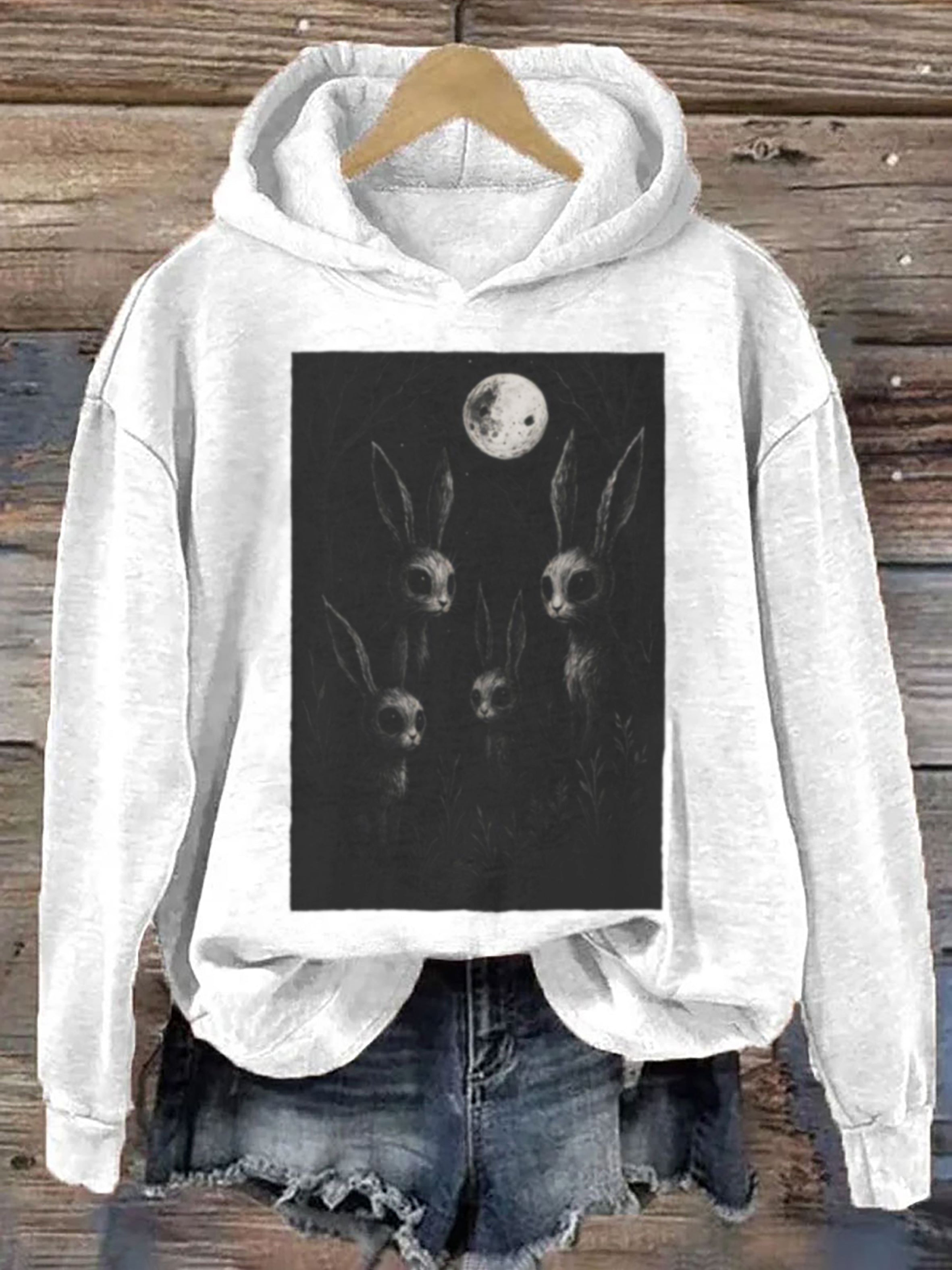 Creepy Bunny Forestcore Gothic Animal Hoodie