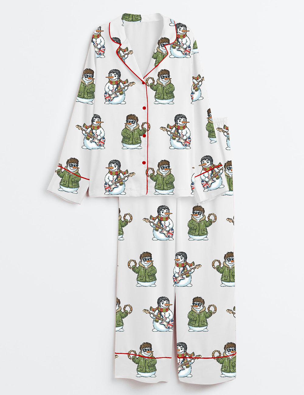 The New Snowasis Christmas Funny Festive Christmas Santa Long Sleeve Satin Pajama Set