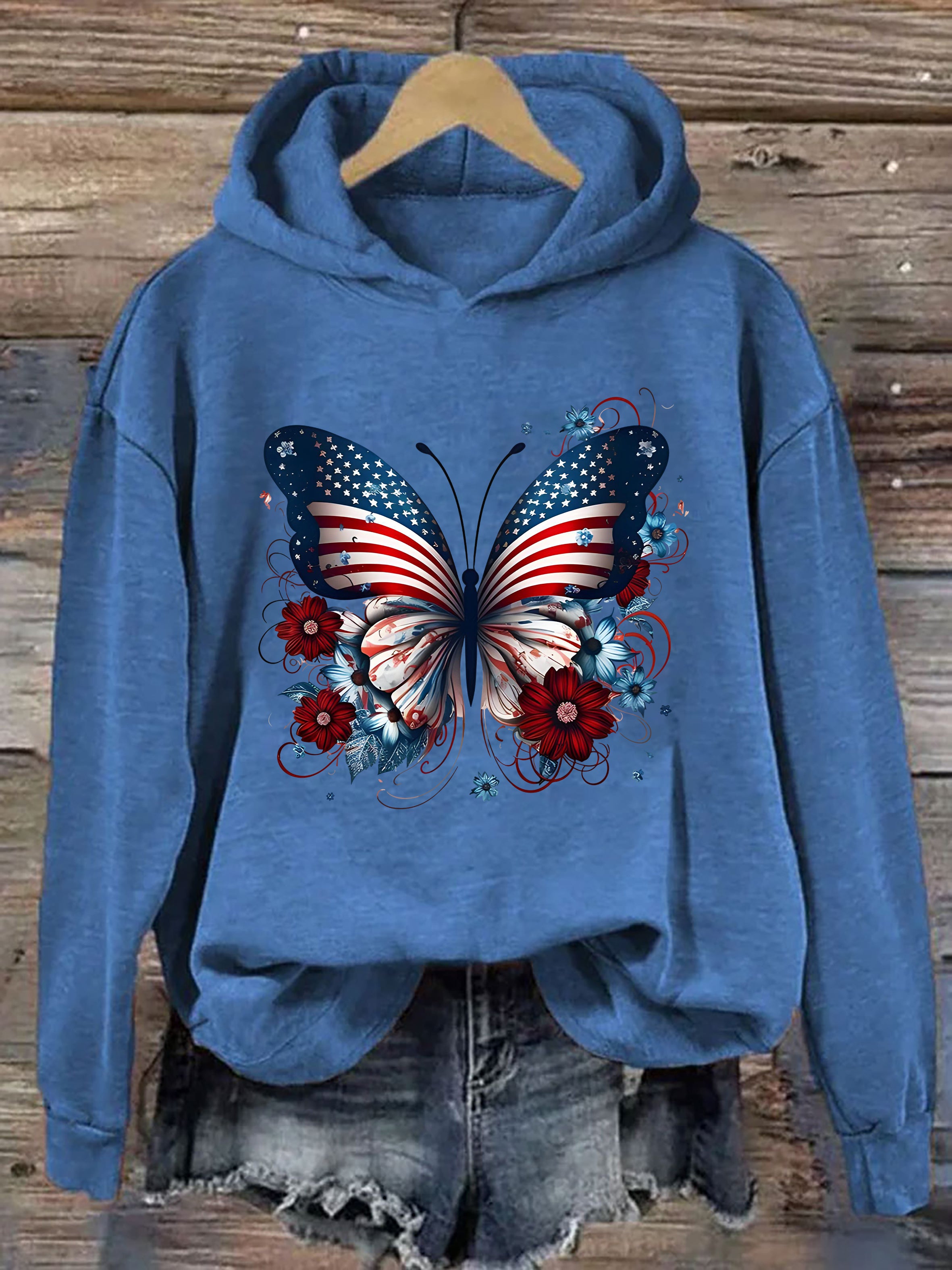 American Flag Butterfly Hoodie