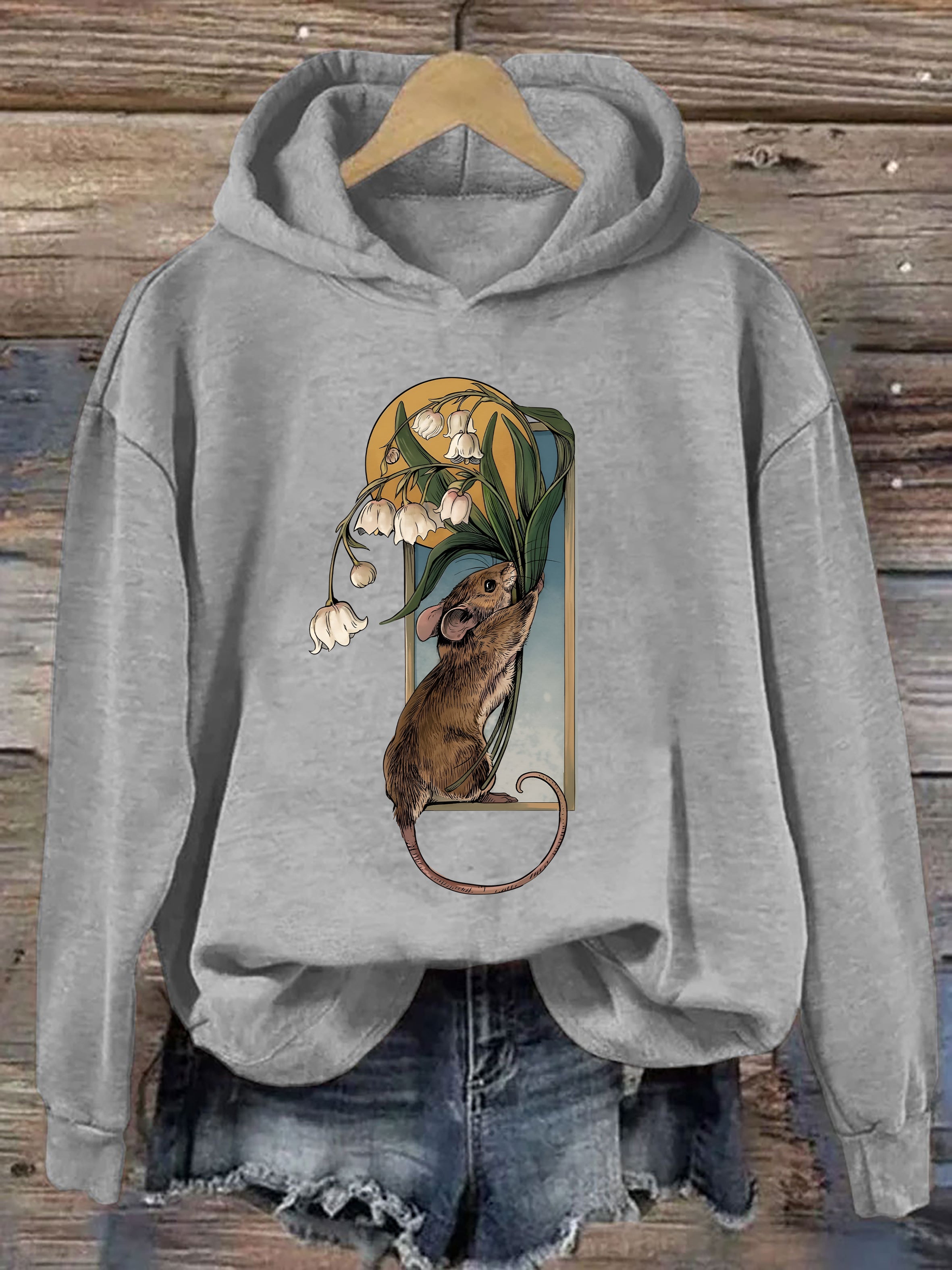 Cute Mouse And Lily Of The Valley Hoodie