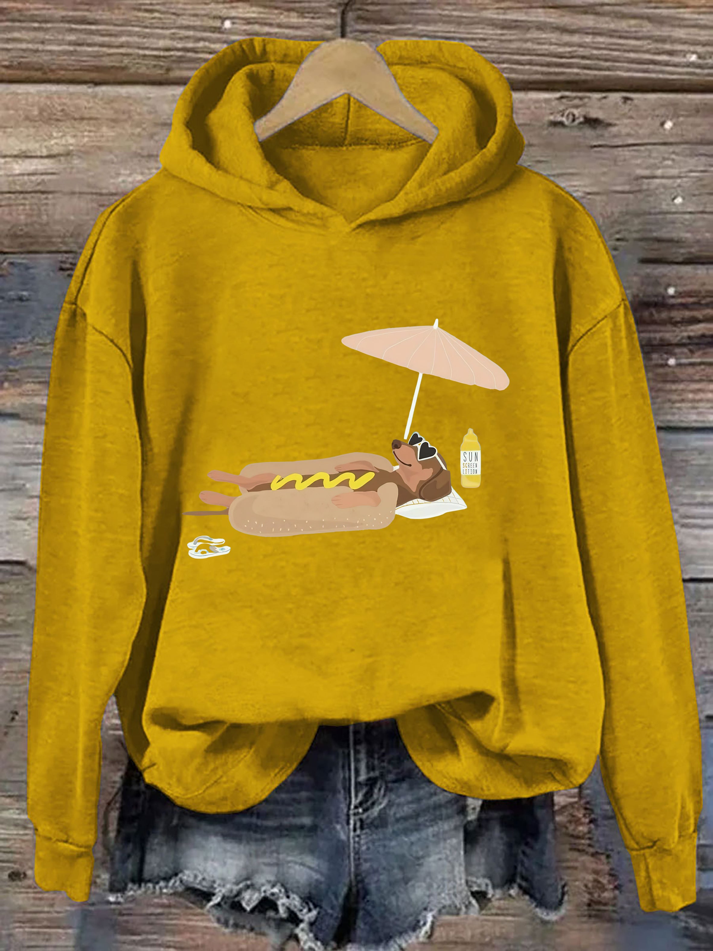 Dog Lounging by Hot Dog  Hoodie