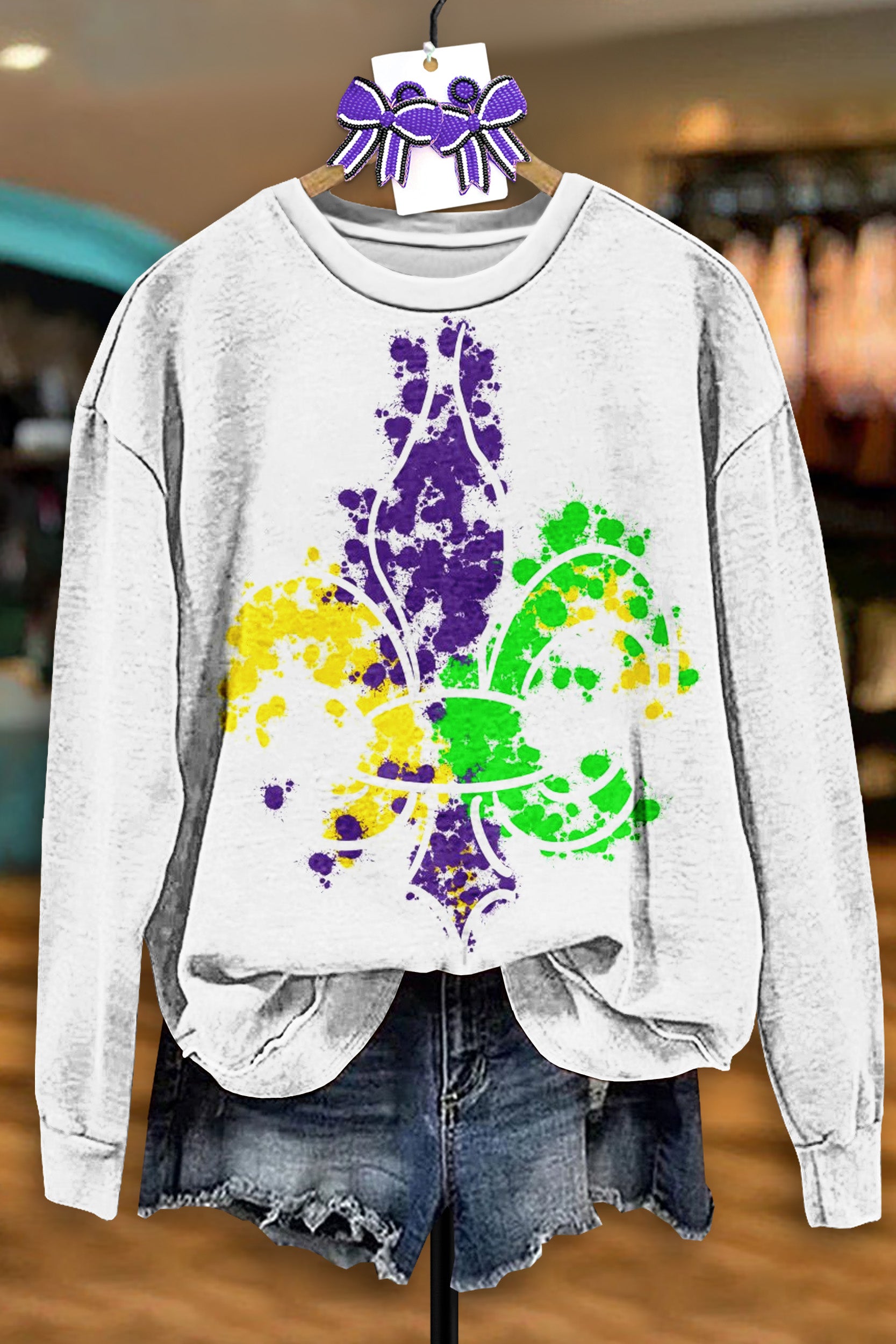 Vintage Mardi Gras Print Sweatshirt