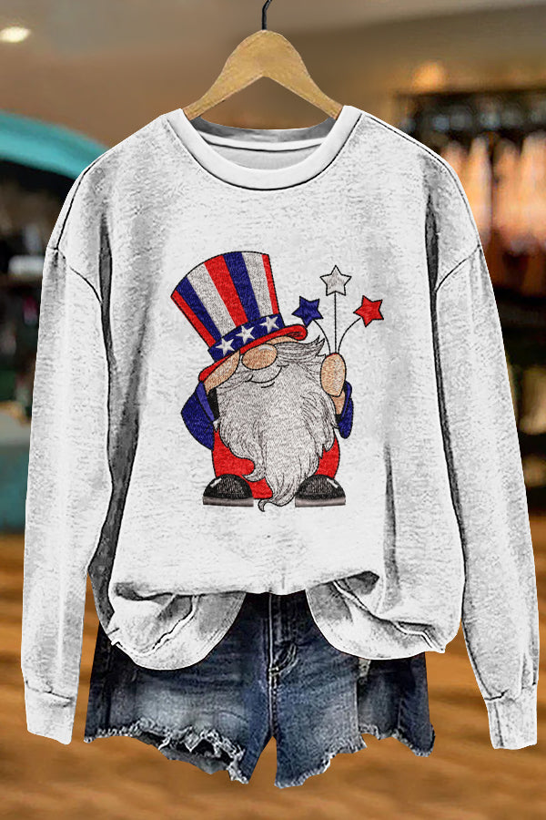 Cute Patriotic Day Gnome Print Sweatshirt